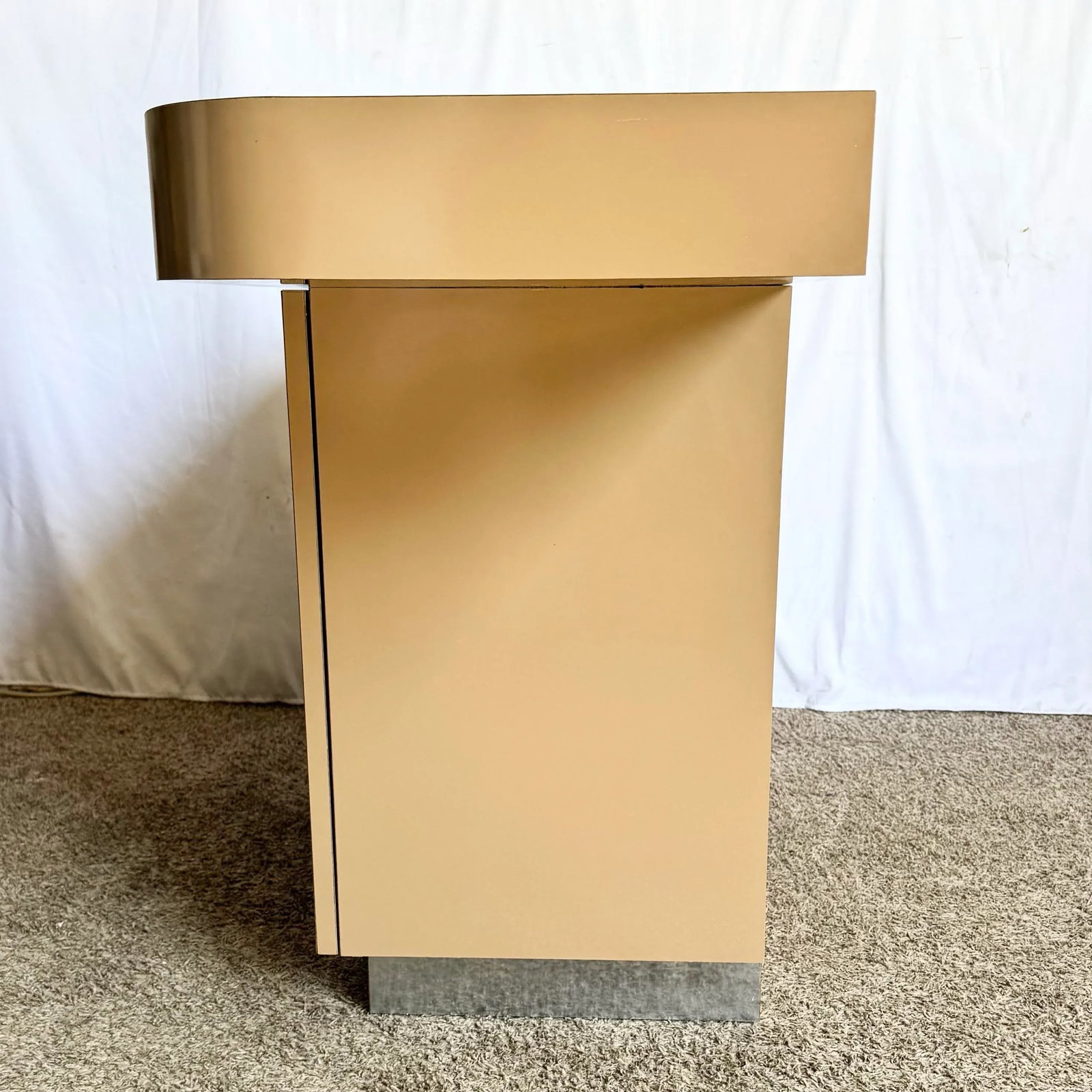 Postmodern Taupe Brown Lacquer Laminate Credenza With Chrome Base - 9