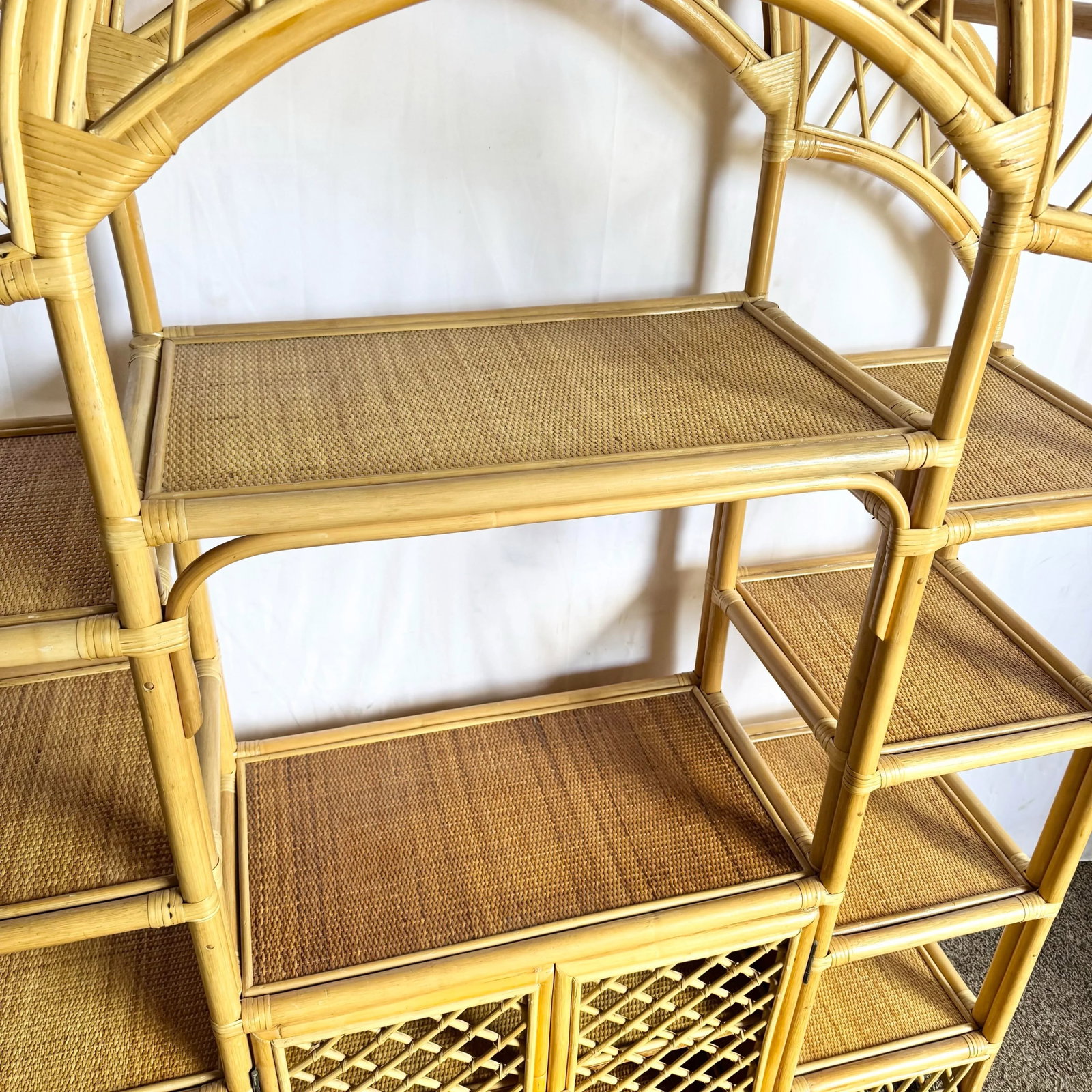 Boho Chic Arched Rattan Etagere/Wall Unit - 4