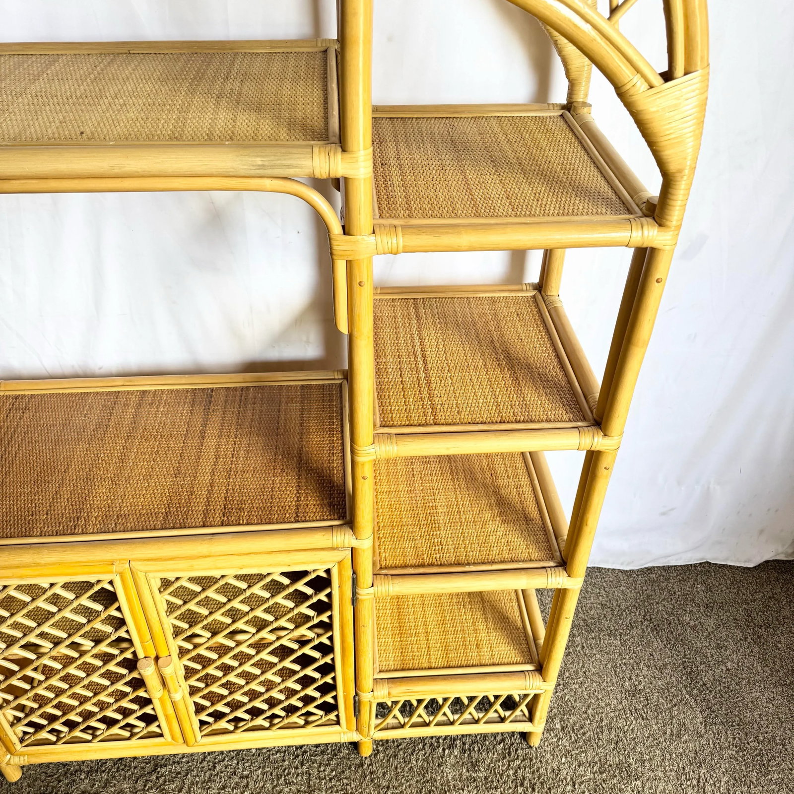 Boho Chic Arched Rattan Etagere/Wall Unit - 6