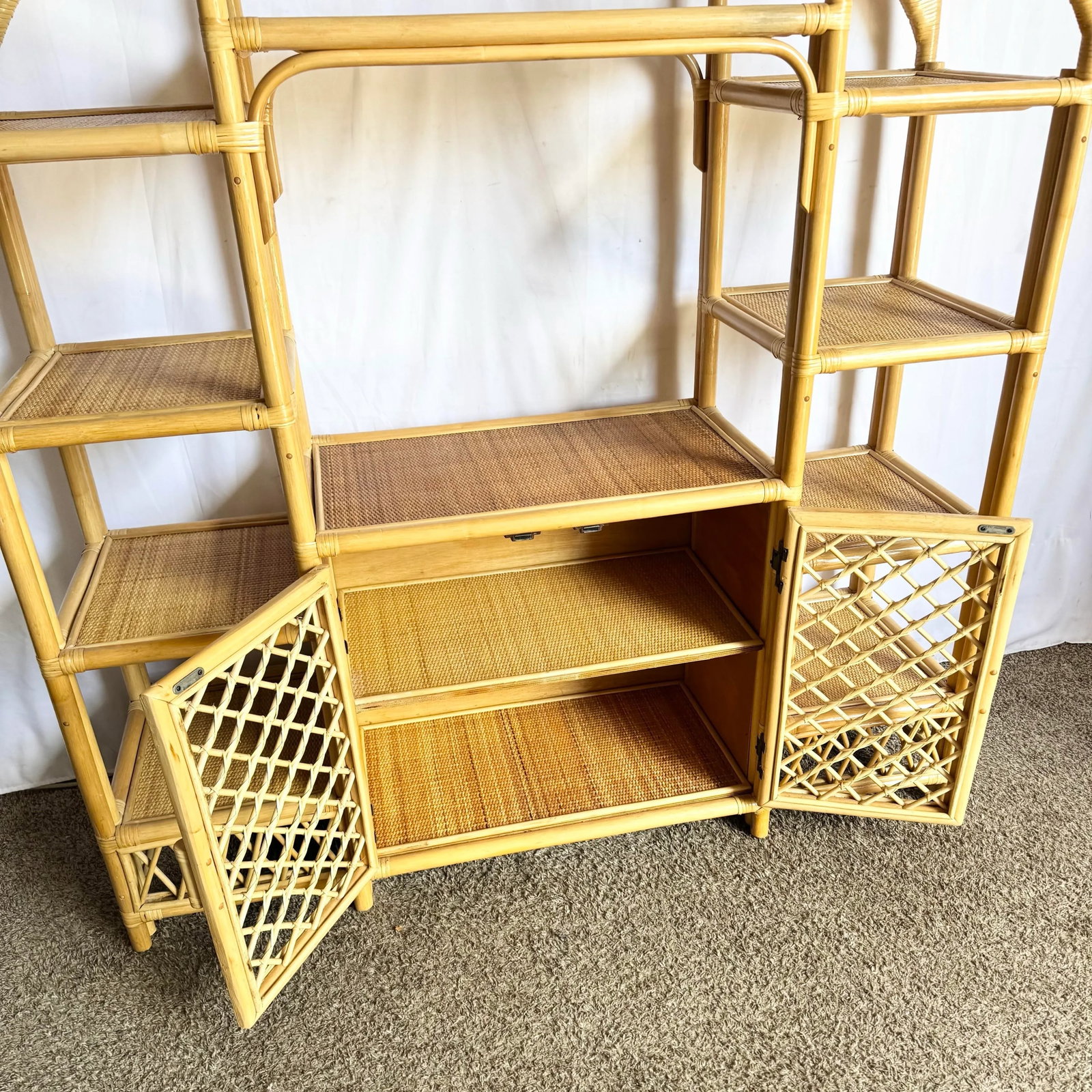 Boho Chic Arched Rattan Etagere/Wall Unit - 7