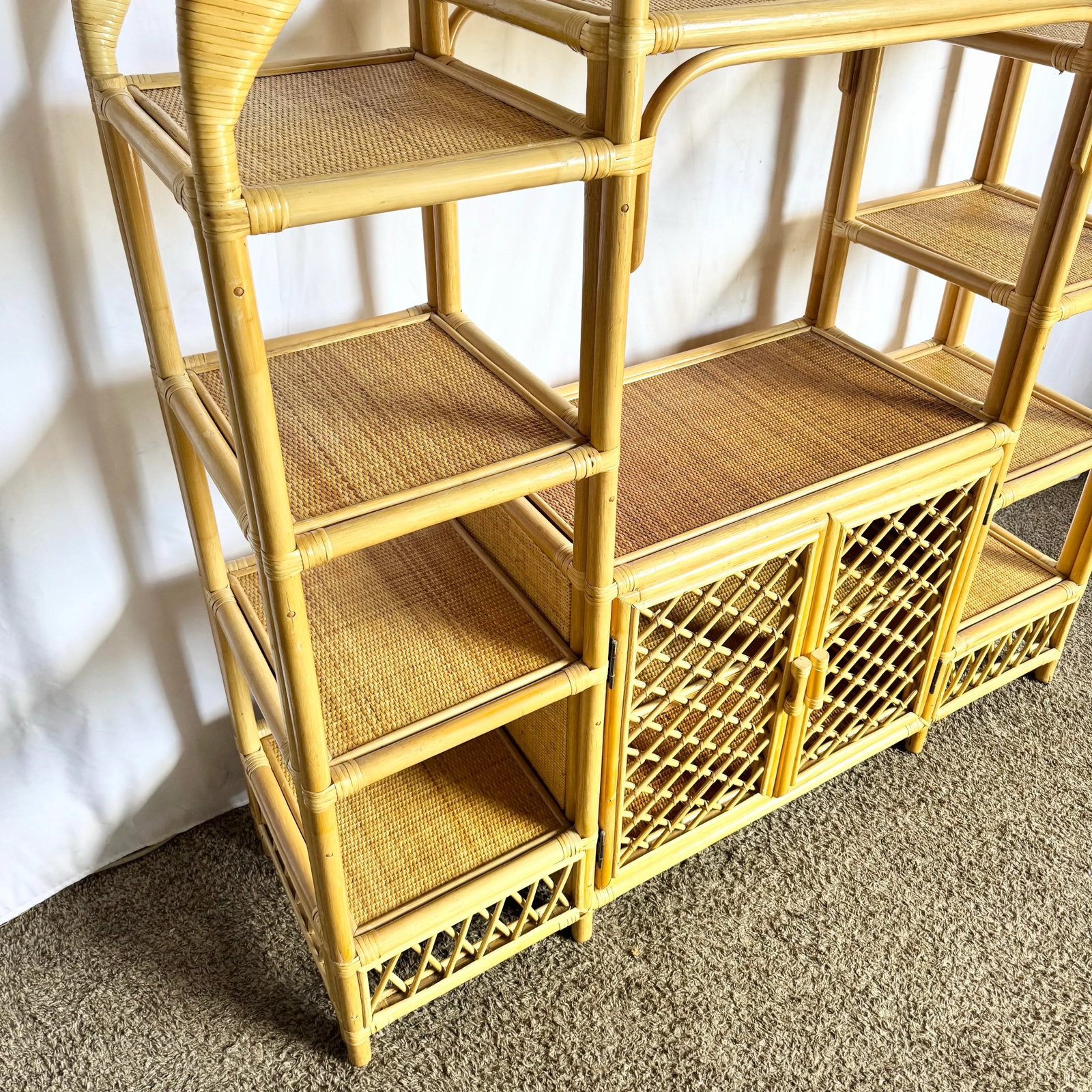 Boho Chic Arched Rattan Etagere/Wall Unit - 8