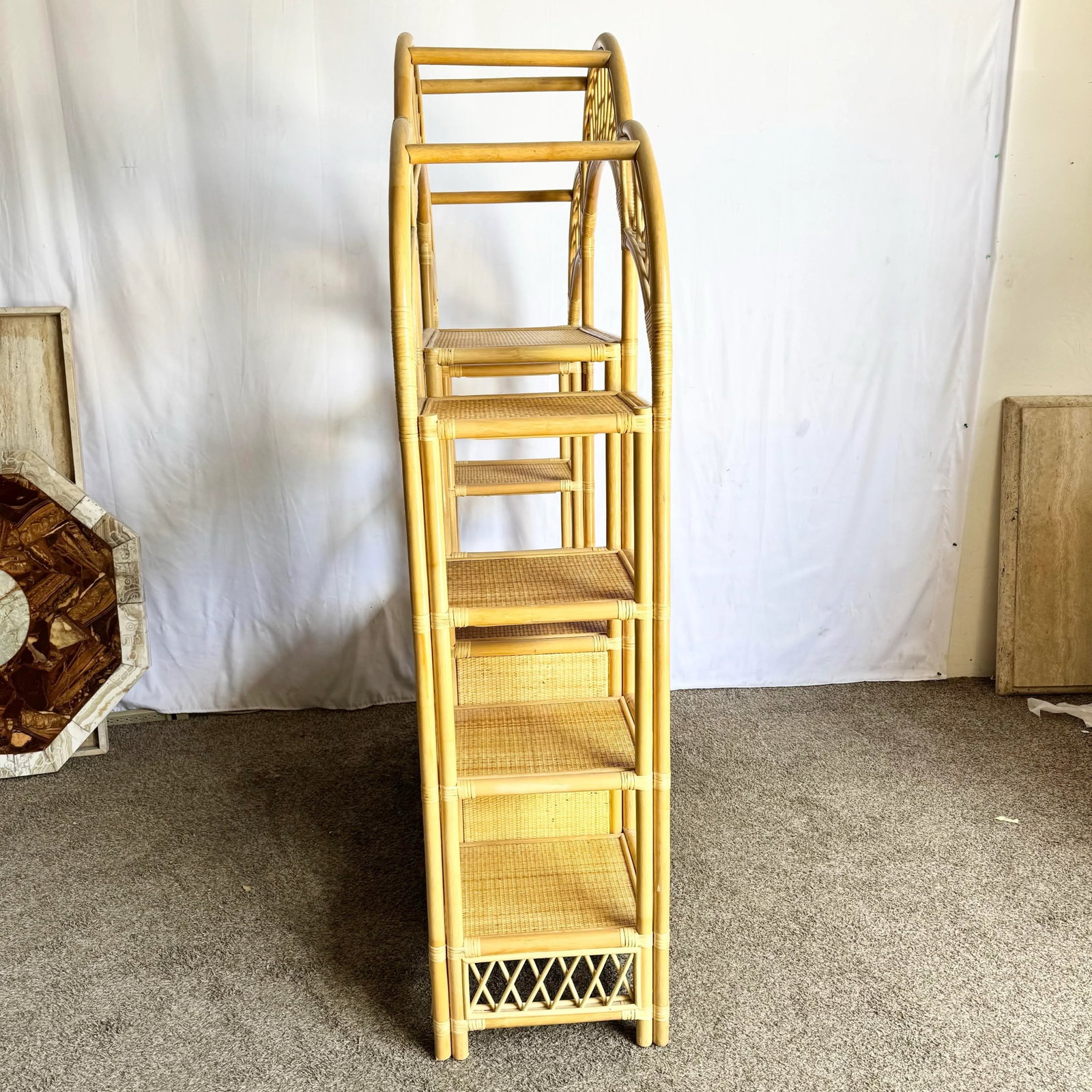 Boho Chic Arched Rattan Etagere/Wall Unit - 9