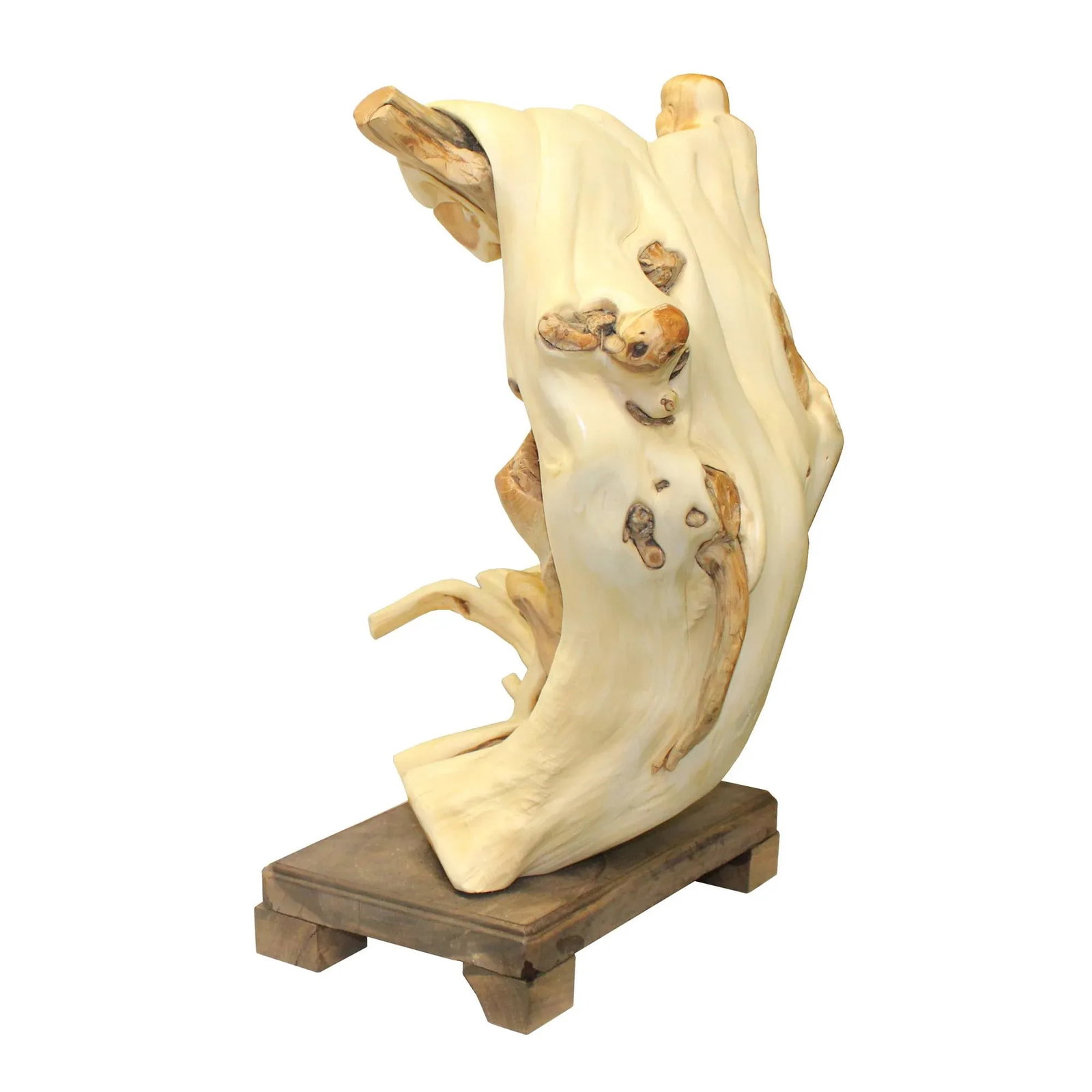 Chinese Cypress Wood Carved Irregular Shape Happy Buddha Statue - 6