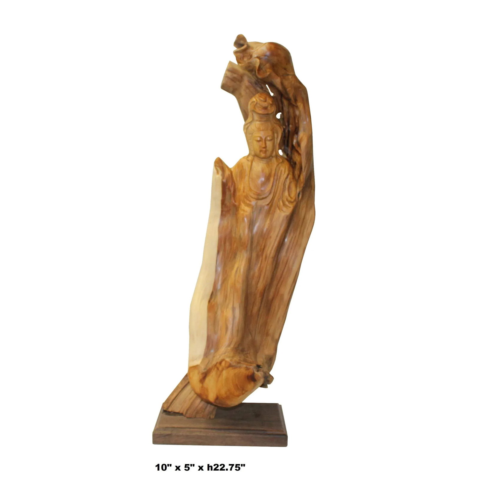 Chinese Cypress Wood Carved Bodhisattva Kwan Yin Tara Statue - 6