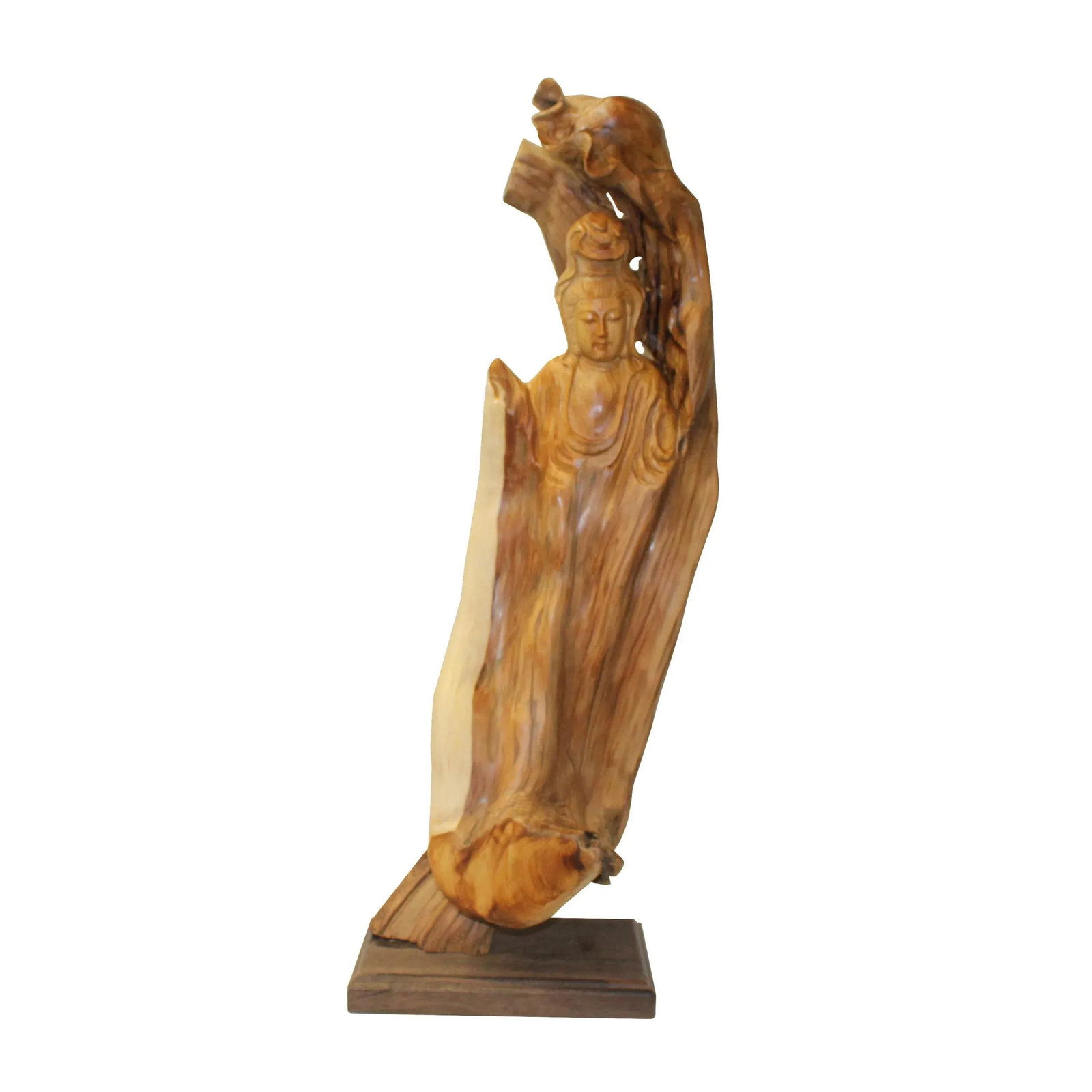 Chinese Cypress Wood Carved Bodhisattva Kwan Yin Tara Statue - 7