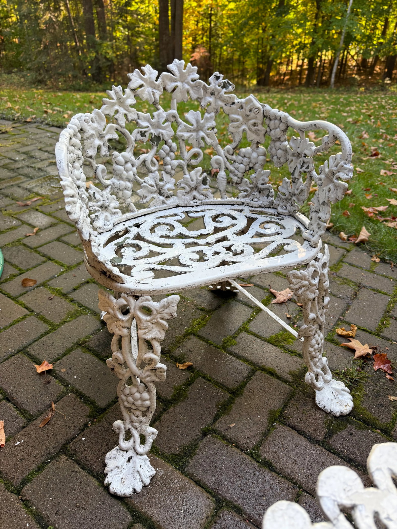 White Cast Iron Grapevine Antique Victorian Outdoor Garden Furniture Suite-Set of 5 - 11