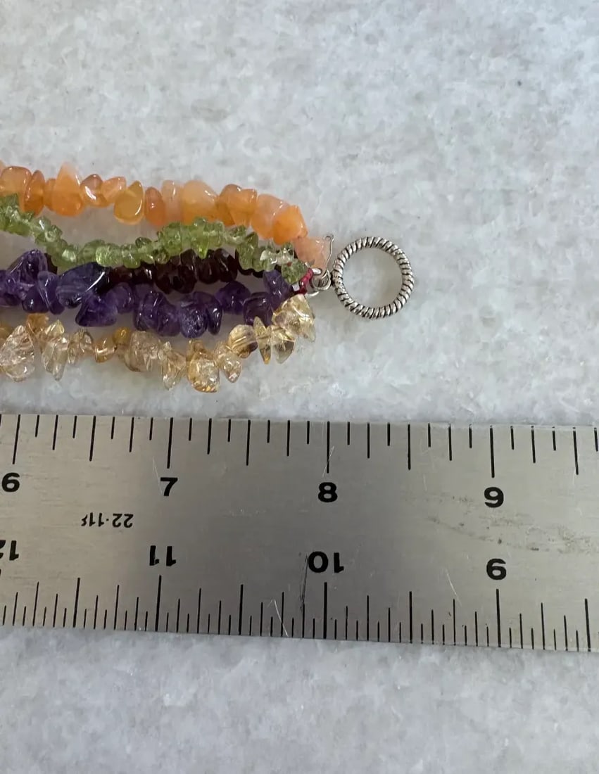 Vintage Multi-Strand Beaded Wrap Bracelet With Amethyst, Carnelian, Citrine, Peridot, and Garnet - S - 3