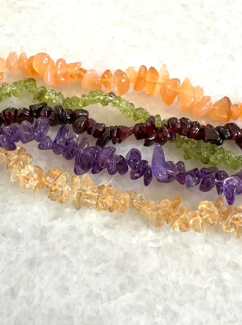 Vintage Multi-Strand Beaded Wrap Bracelet With Amethyst, Carnelian, Citrine, Peridot, and Garnet - S - 4