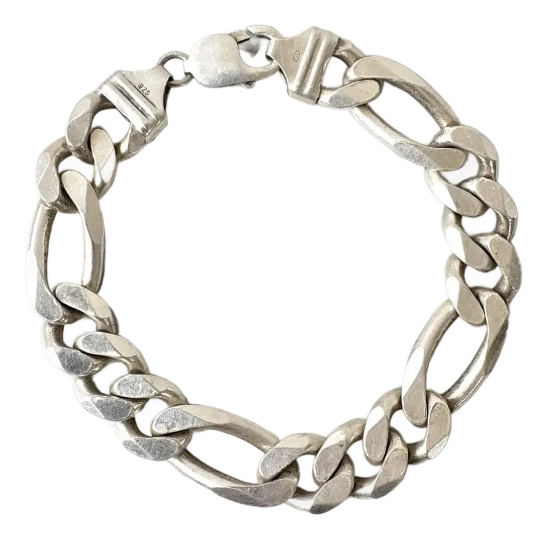 Vintage Italian Sterling Silver Link Bracelet - Stamped 925: Chunky, solid sterling silver Italian link bracelet. stamped "925." Lobster claw clasp. Condition: Alterations: Original Condition Unaltered Imperfections: Some Imperfections Condition Notes: Good