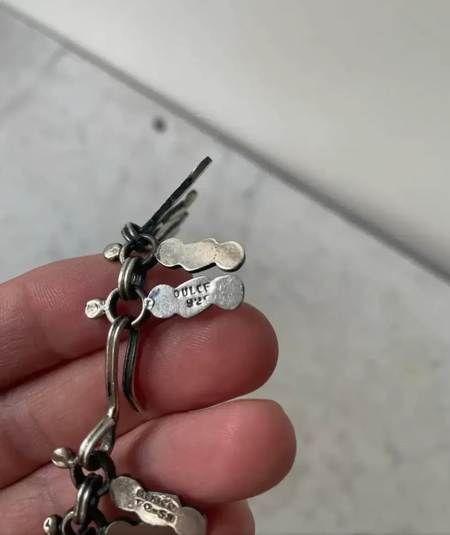 Vintage 1980s Dulce Sterling Silver Spray Link Necklace - Stamped - 2