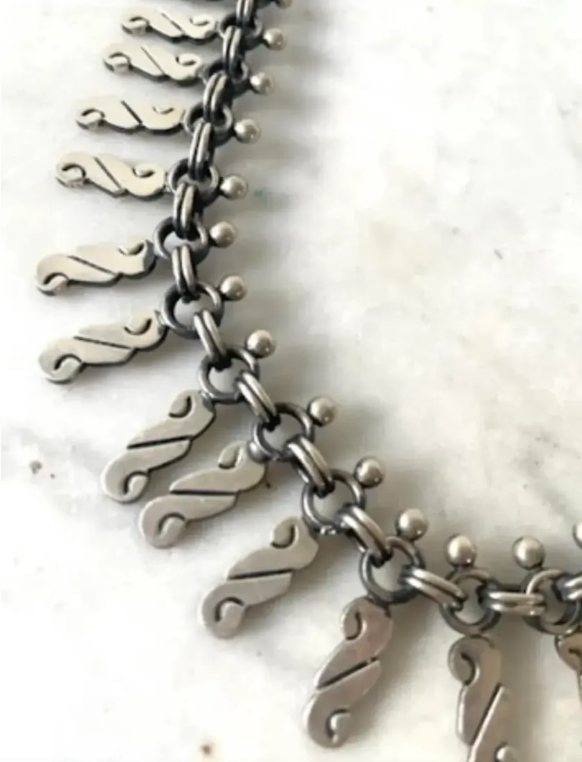 Vintage 1980s Dulce Sterling Silver Spray Link Necklace - Stamped - 3