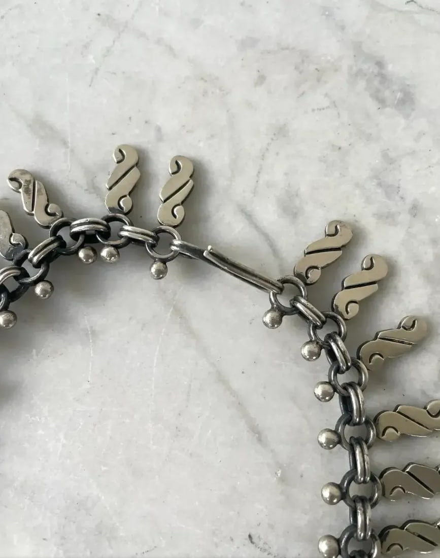 Vintage 1980s Dulce Sterling Silver Spray Link Necklace - Stamped - 4