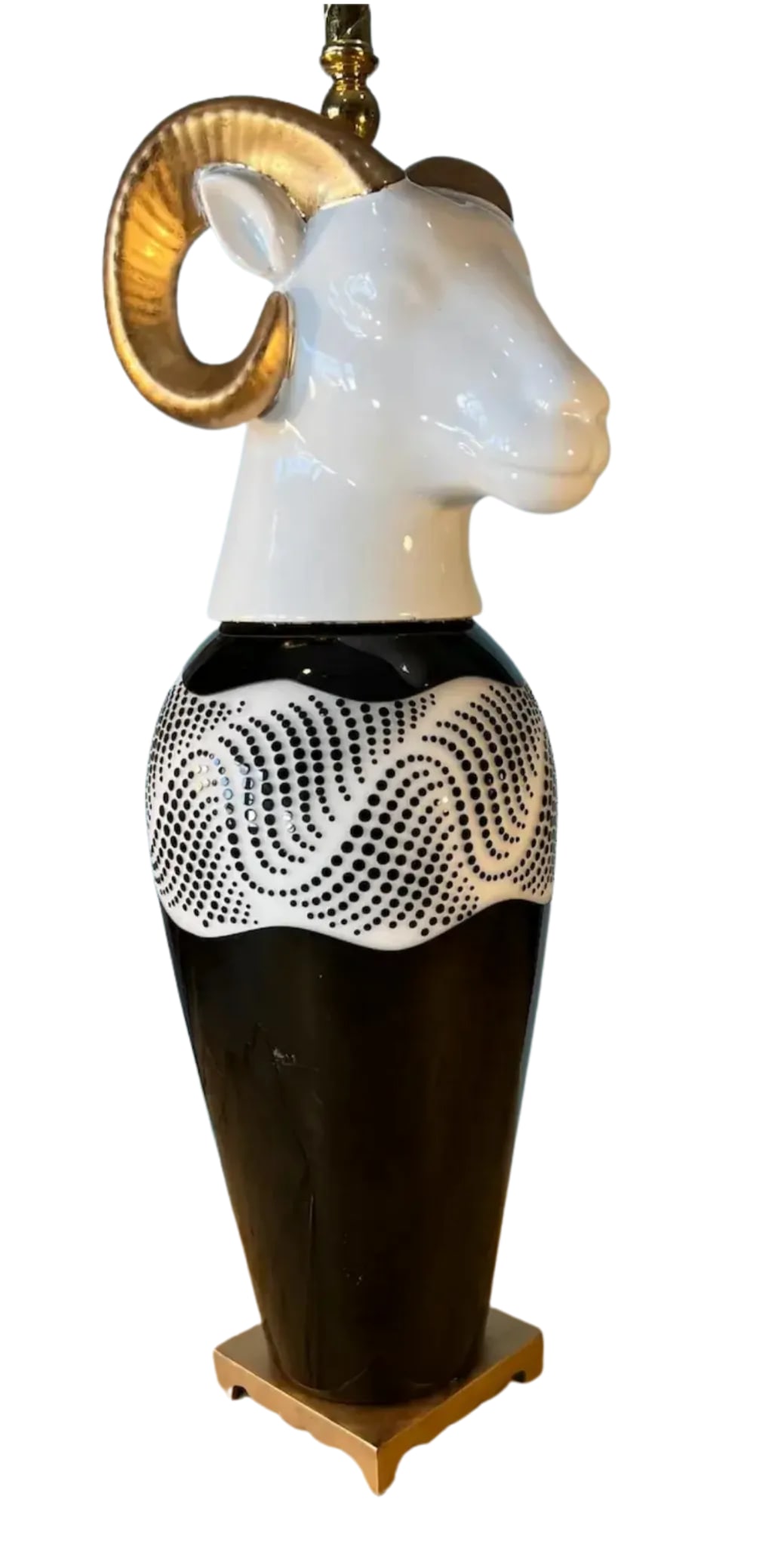 Modern Rams Head Table Lamp With Graphic Textural Design - 12