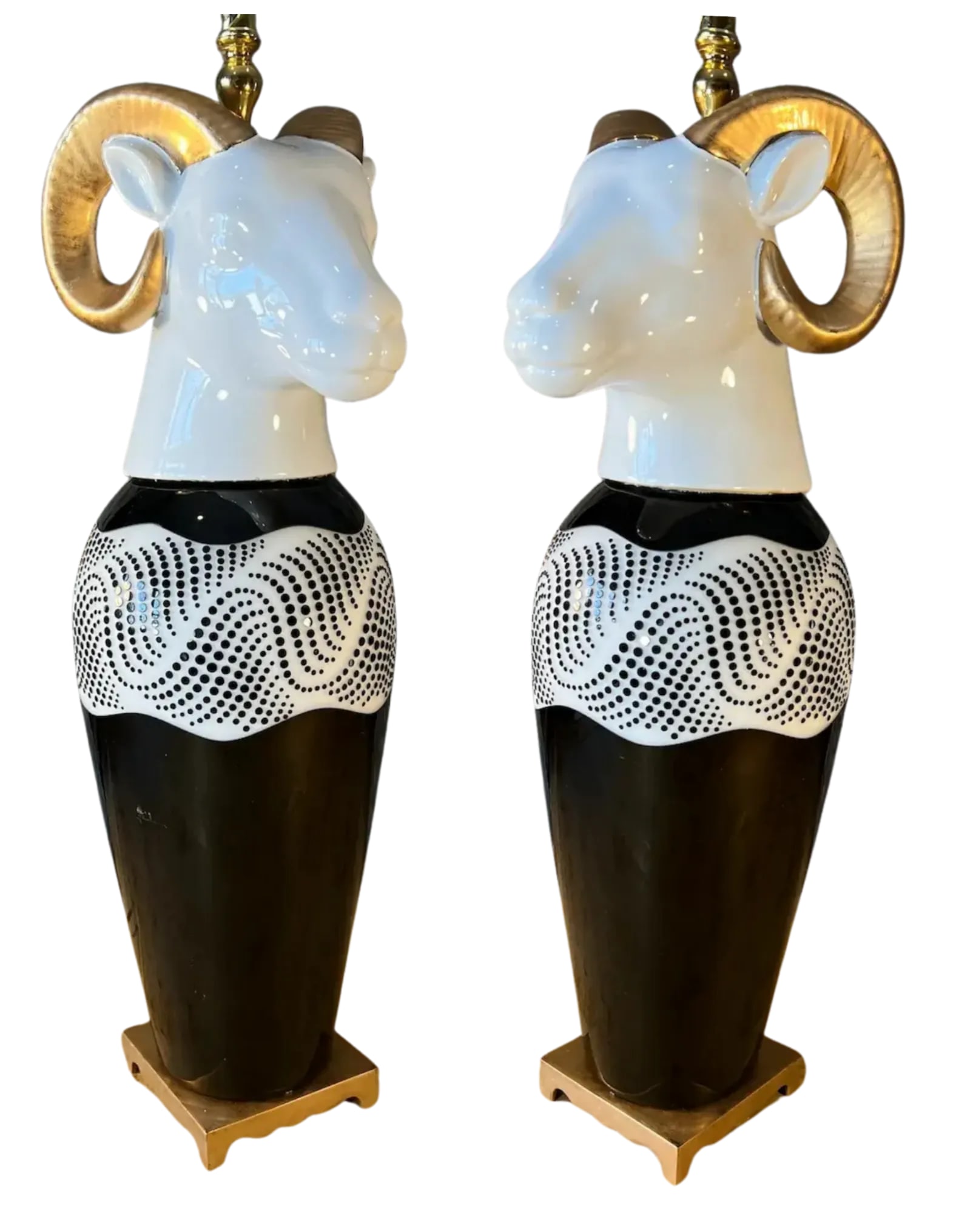 Modern Rams Head Table Lamp With Graphic Textural Design - 14