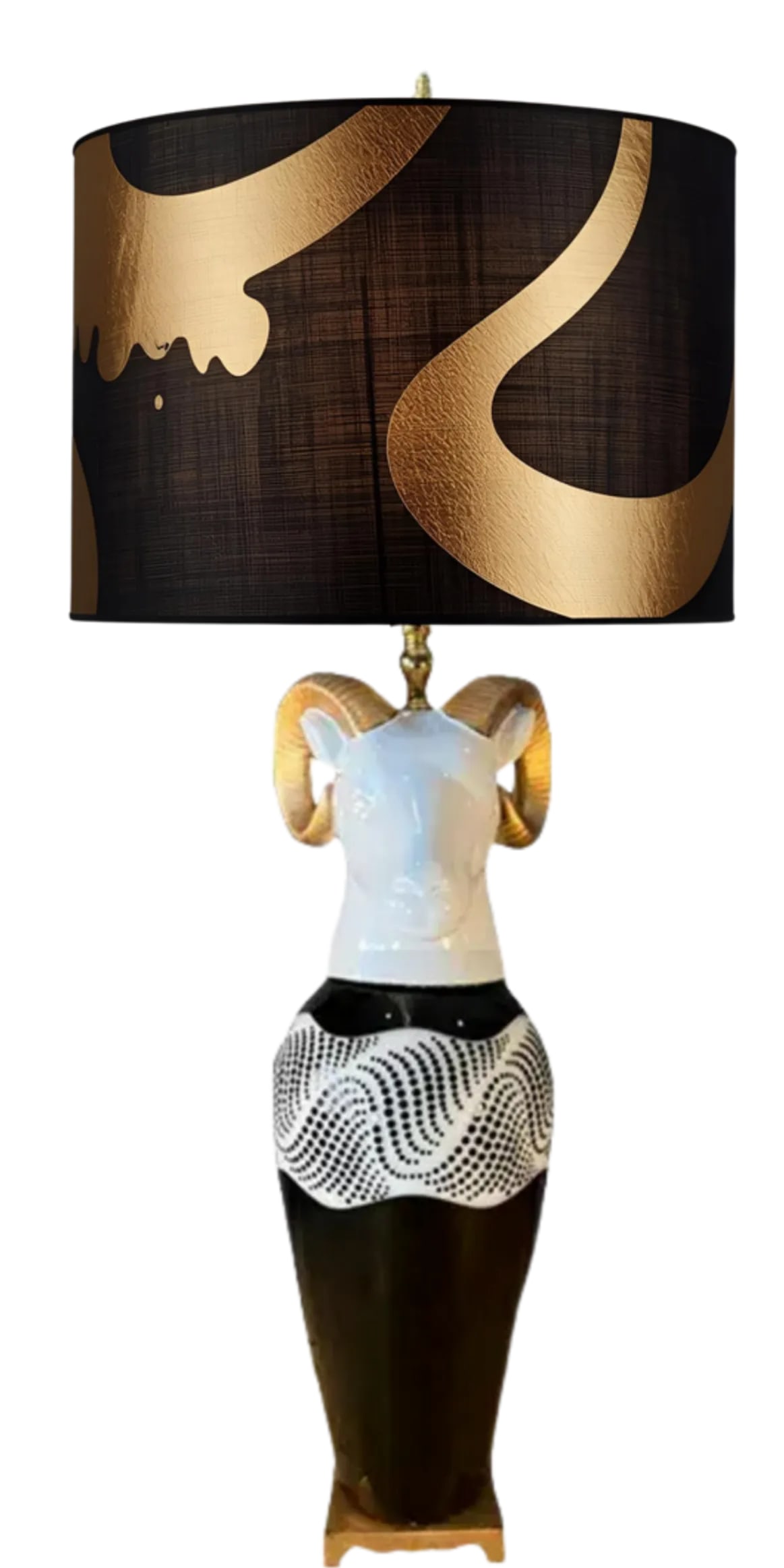 Modern Rams Head Table Lamp With Graphic Textural Design - 17
