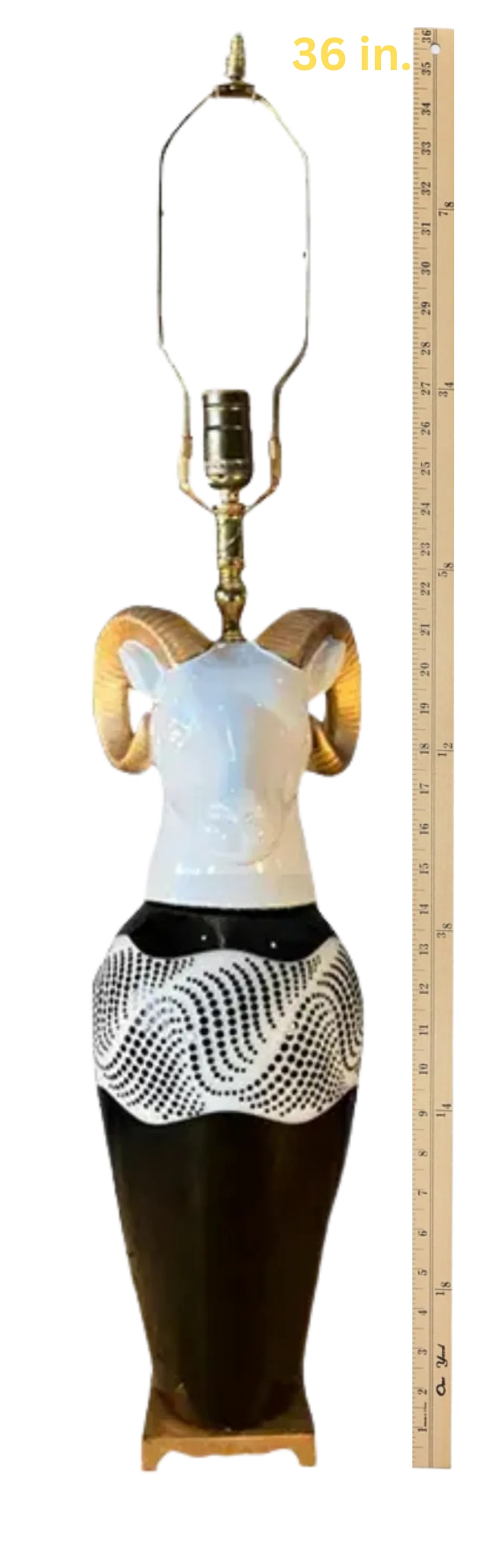 Modern Rams Head Table Lamp With Graphic Textural Design - 18