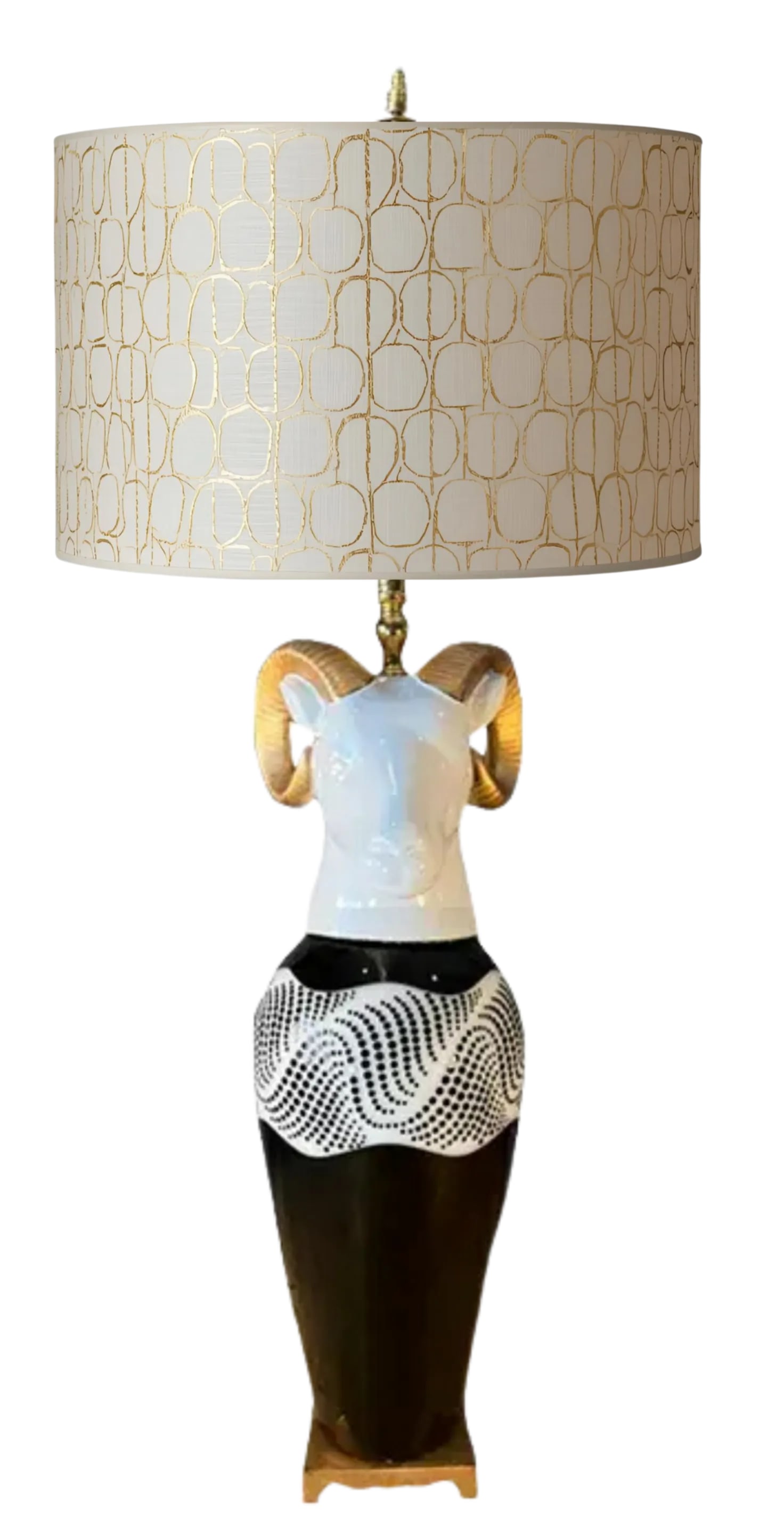 Modern Rams Head Table Lamp With Graphic Textural Design - 3