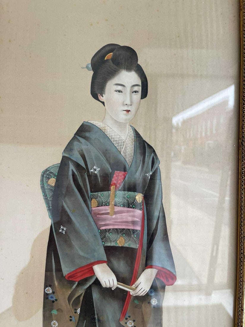 19th Century Japanese Paintings on Silk - Set of 2 - 8