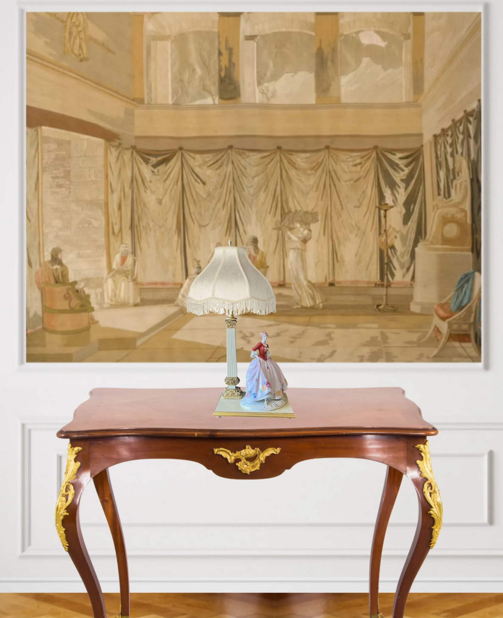 Royal Dux Porcelain Lady Holding Her Dog Table Lamp - 7