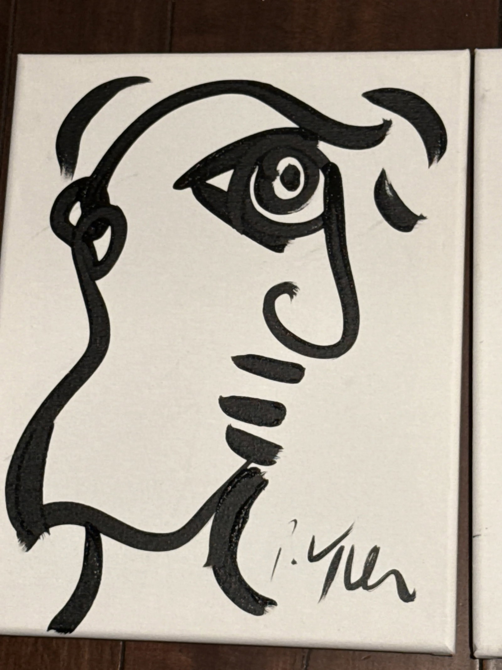 1970s Black and White Cubist Portrait Paintings by Peter Keil - Set of 2 - 4