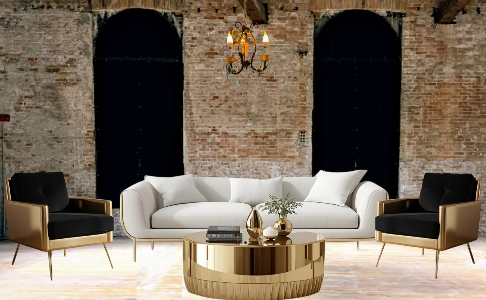 Tole Floral and Crystal 3 Light Chandelier - 8