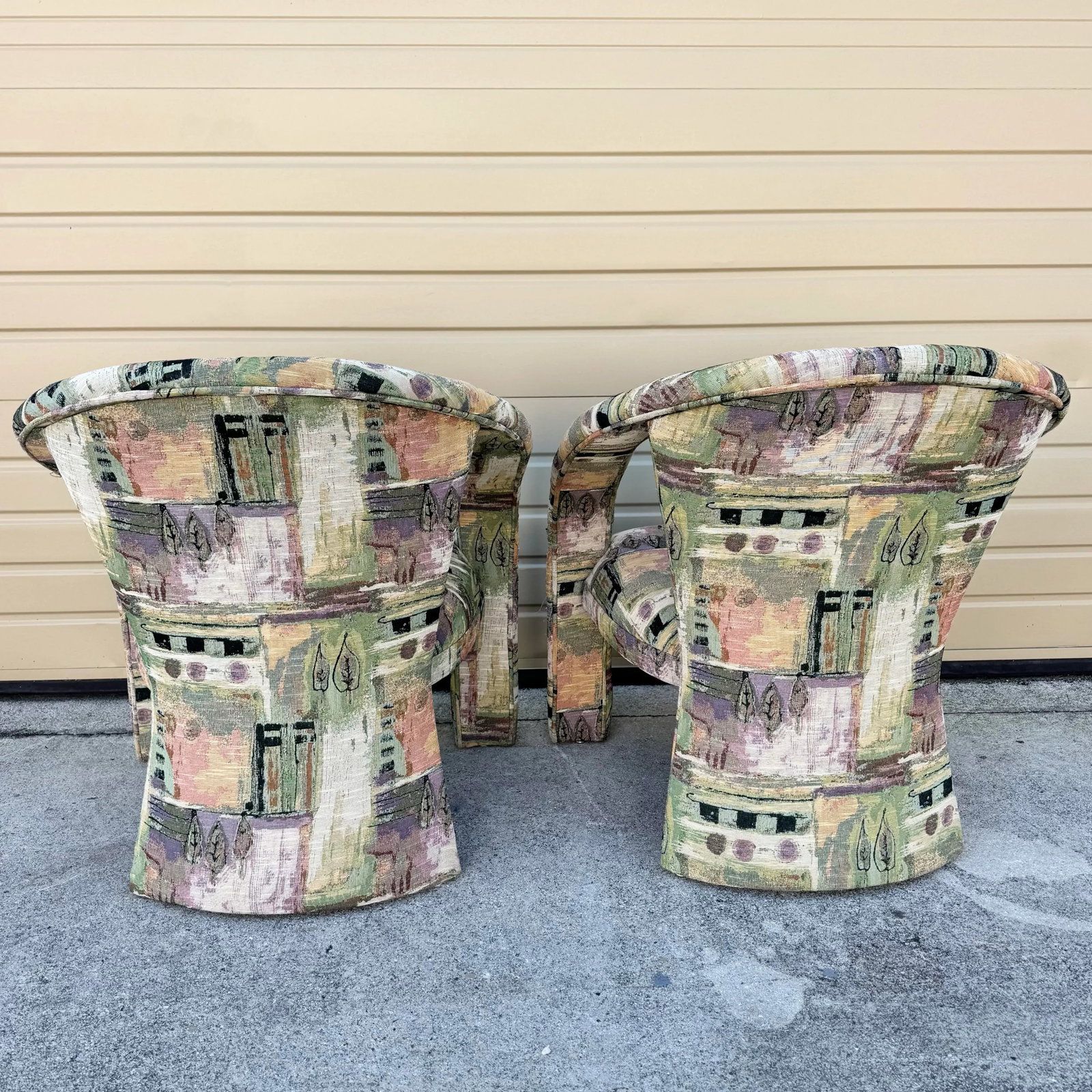 Postmodern Sculptural Abstract Fabric Lounge Chairs by Carson's - A Pair - 3