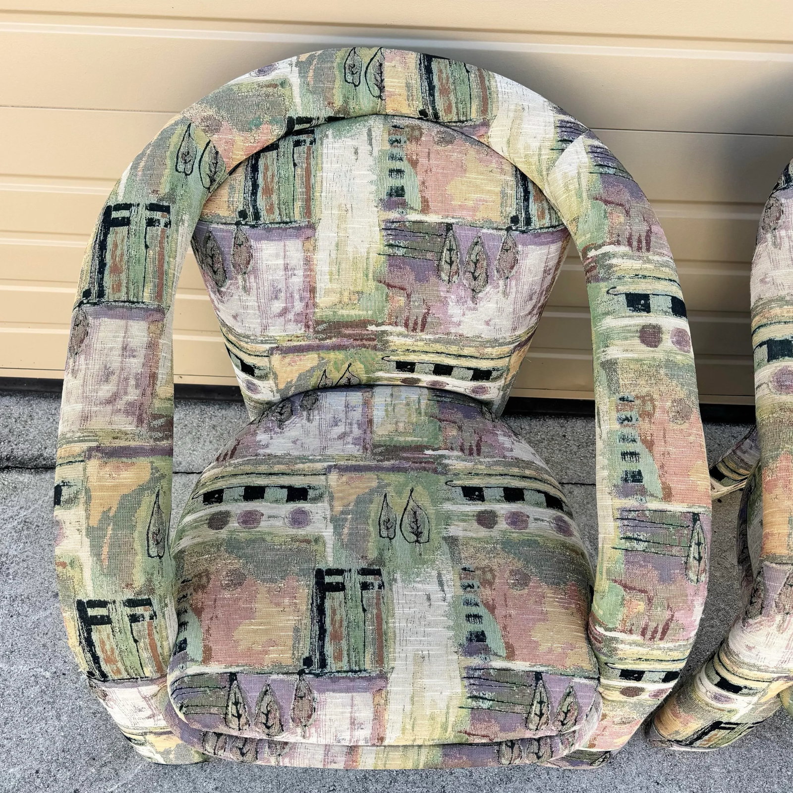 Postmodern Sculptural Abstract Fabric Lounge Chairs by Carson's - A Pair - 5