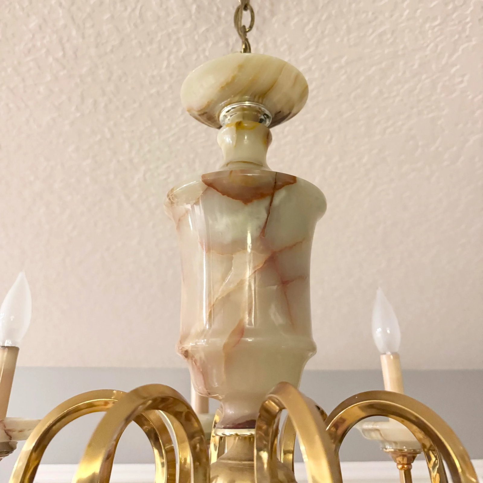 Vintage Georgian Style Green Onyx and Gold Chandelier - 8 Lights - 11