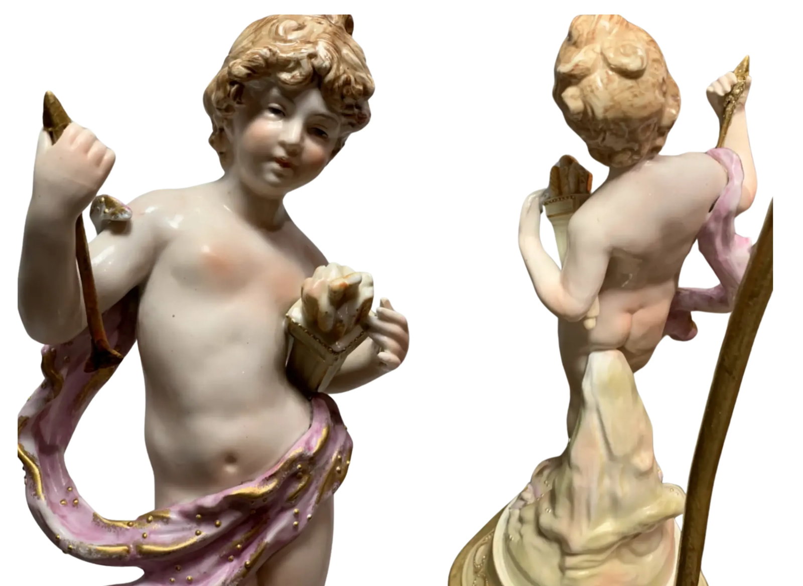 Mid-Century Porcelain Cupid Figural Table Lamp, Lenwile China Ardalt Japan - 11