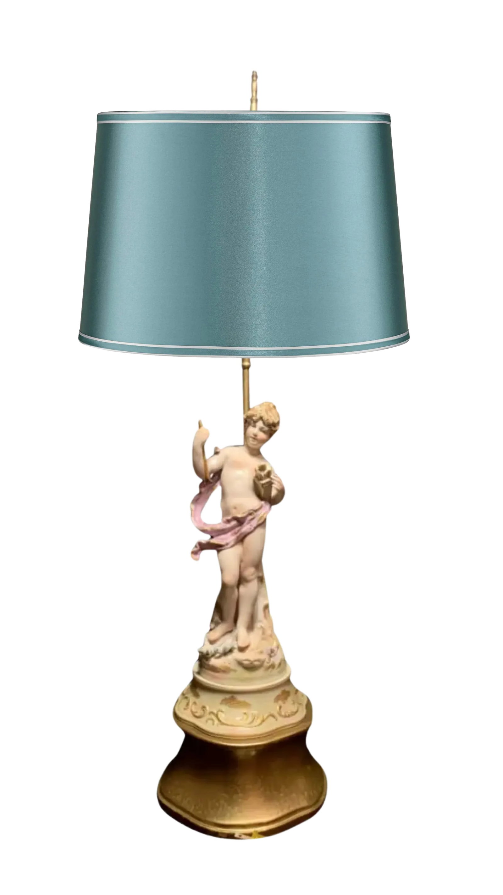 Mid-Century Porcelain Cupid Figural Table Lamp, Lenwile China Ardalt Japan - 3