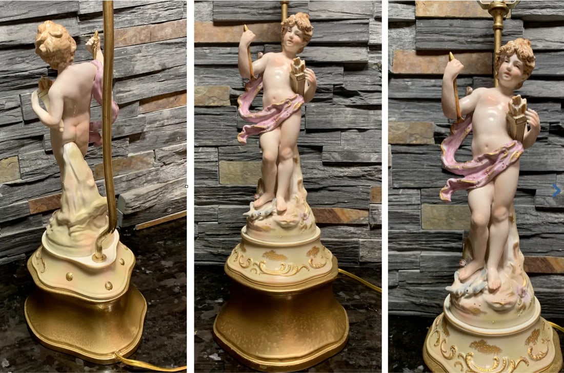 Mid-Century Porcelain Cupid Figural Table Lamp, Lenwile China Ardalt Japan - 8