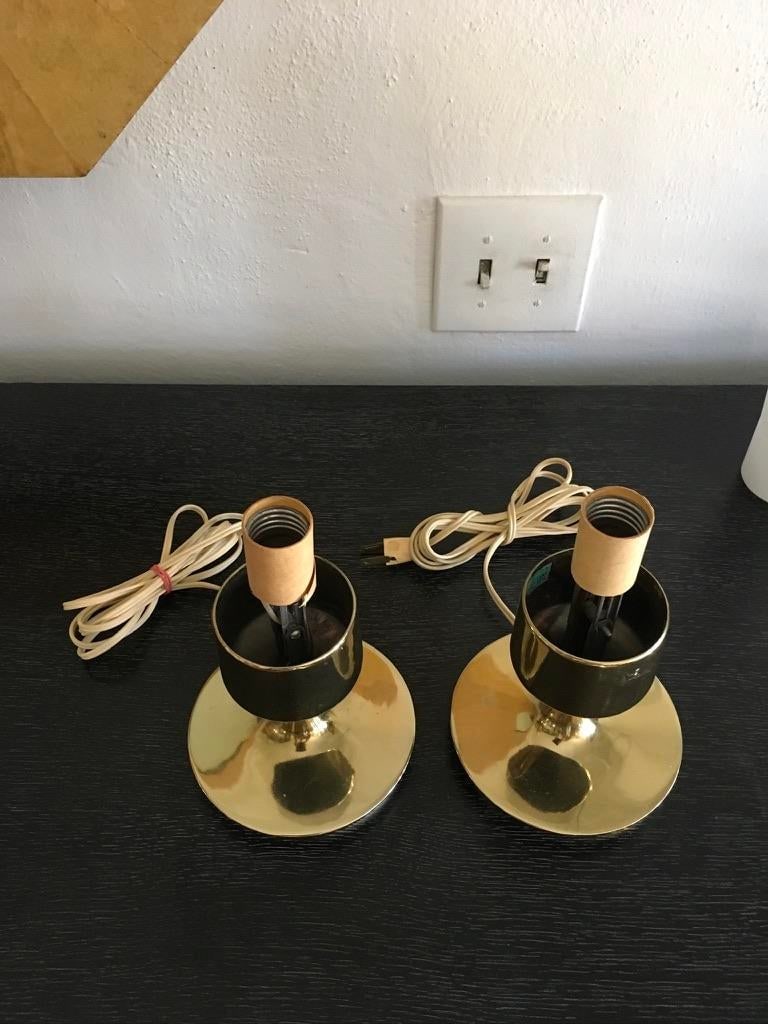 Pair of Mid-Century Modern or Space Age Brass & Frosted Glass Table Lamps - Laurel Lamp Mfg. - 8