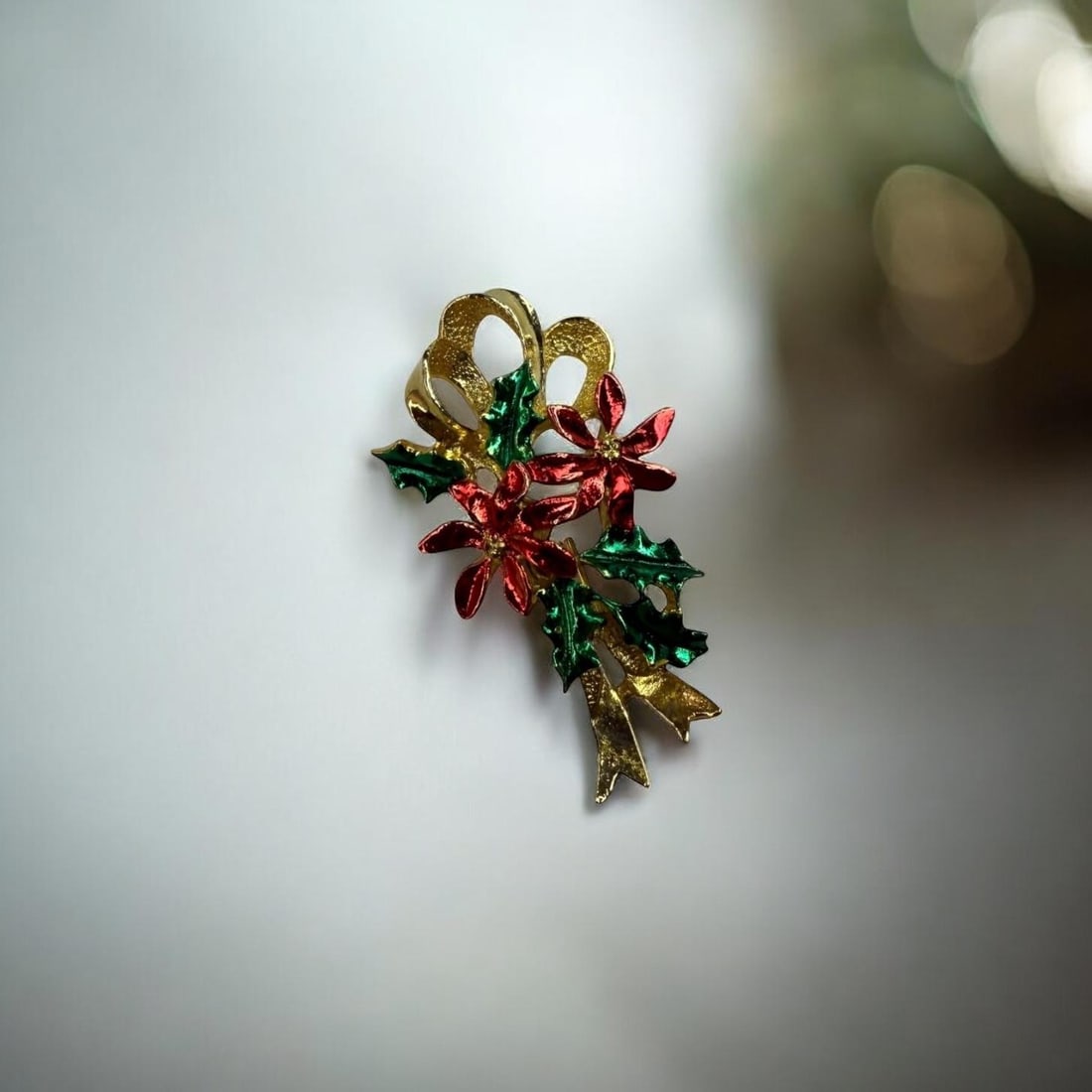 Gerry's Vintage Christmas Brooch Set of 2 StarTree and Poinsettia Holly - 9