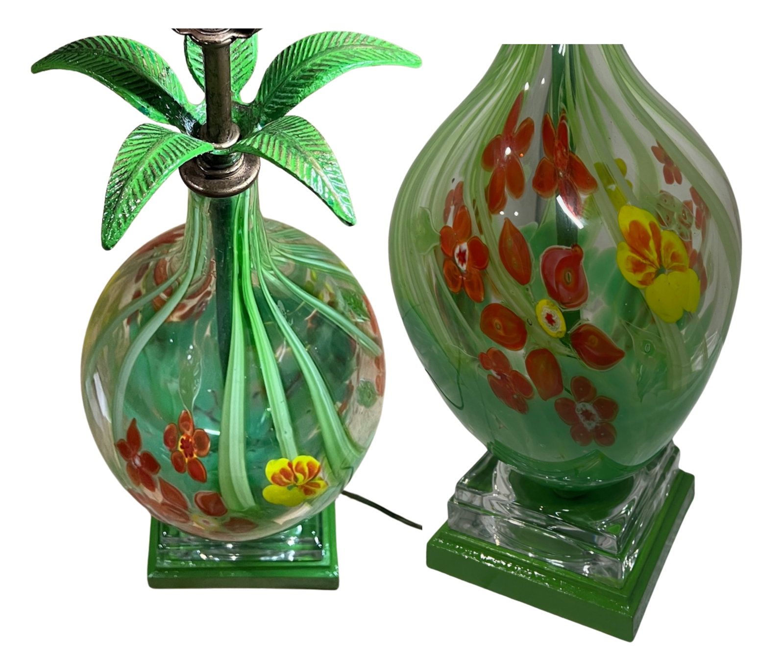 Art Glass Millefiori Floral Table Lamp - 3