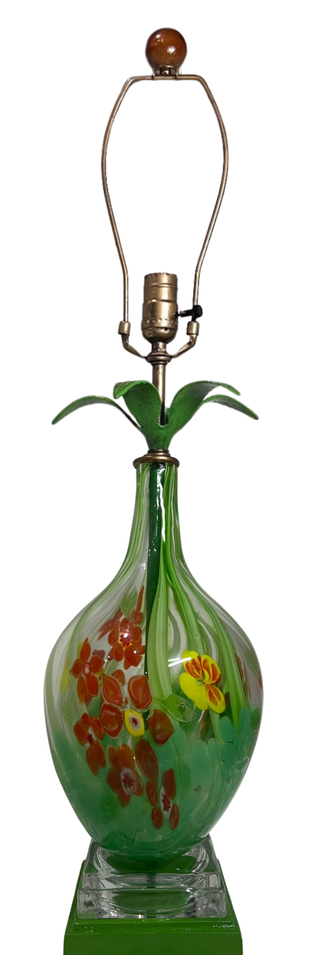 Art Glass Millefiori Floral Table Lamp - 7