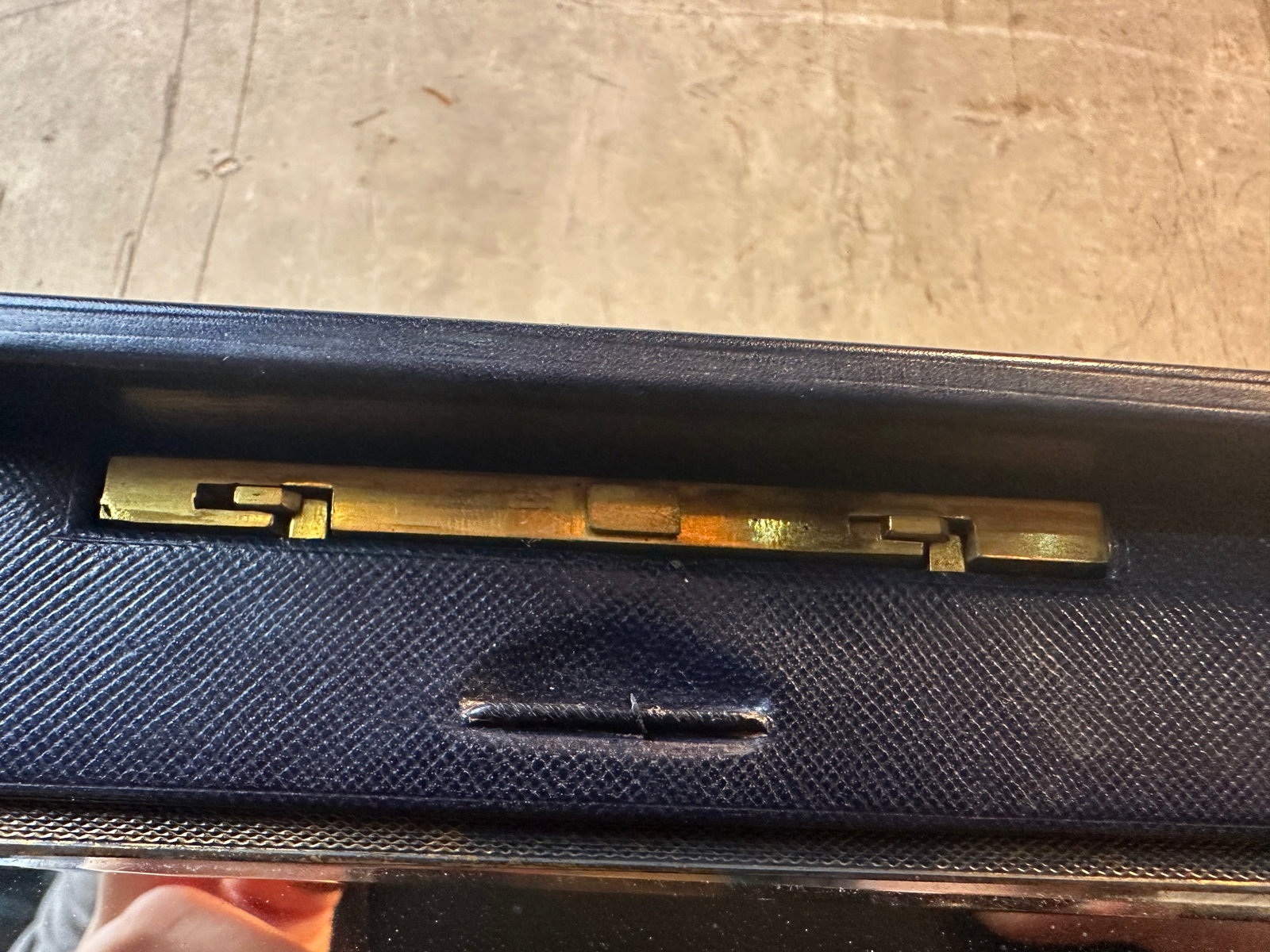 Antique Morabito Paris Men's Fitted Travel Vanity Case Navy Leather & Glass Grooming Set - 17