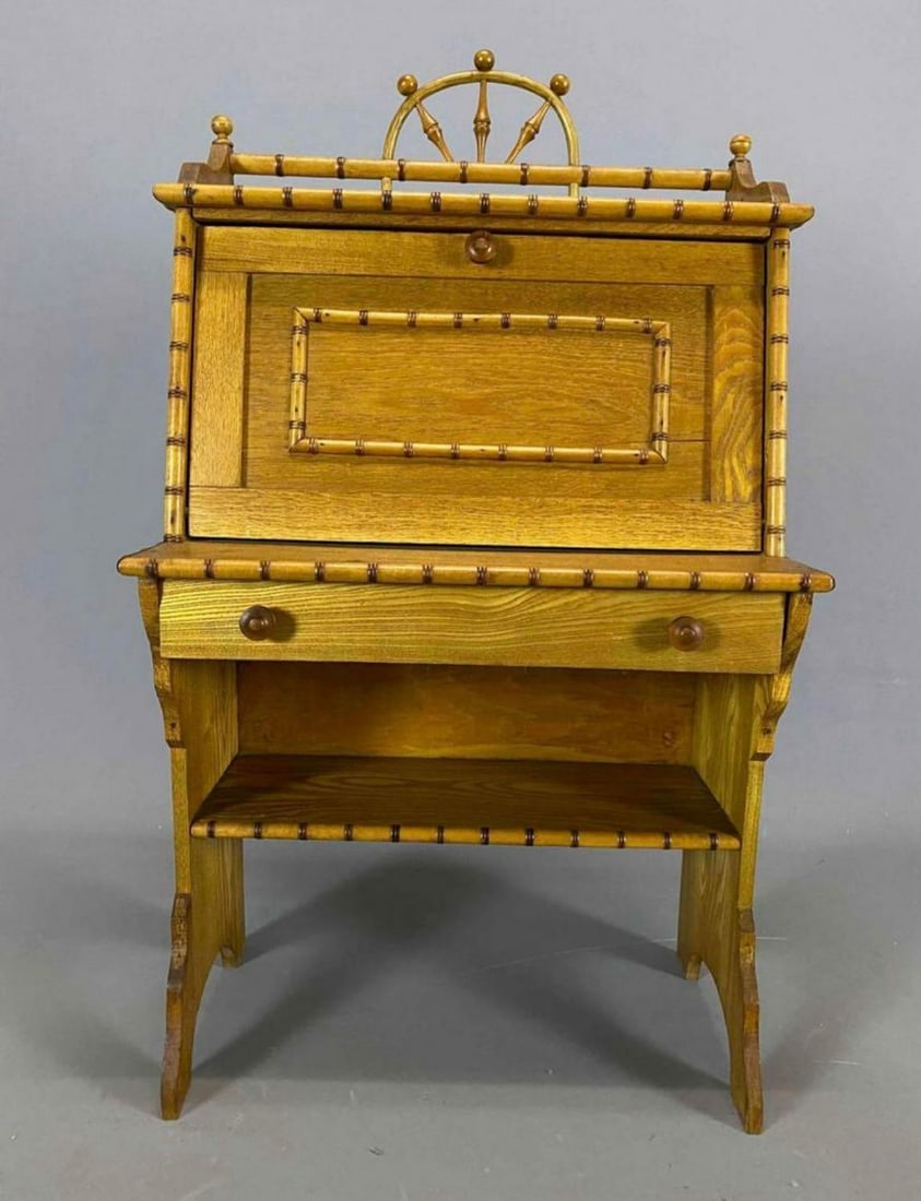 Antique 19th Century Aesthetic Movement English Faux Bamboo Child's Secretary Desk in the Style of - 2