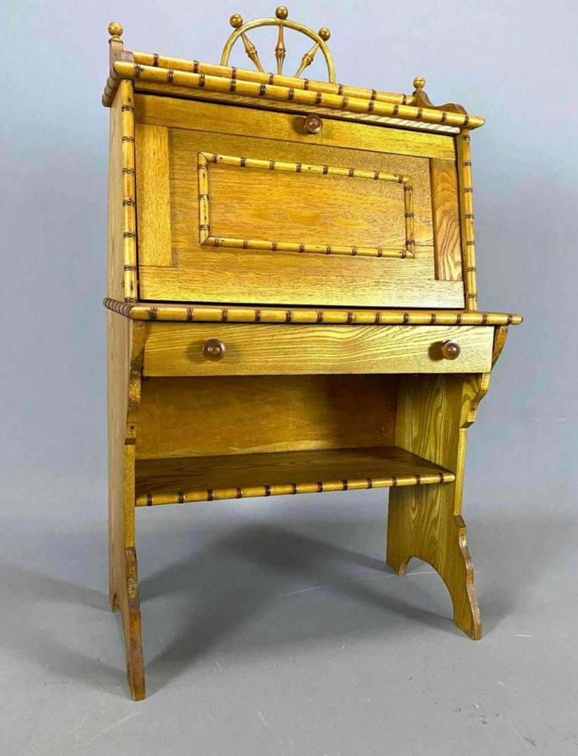 Antique 19th Century Aesthetic Movement English Faux Bamboo Child's Secretary Desk in the Style of - 3