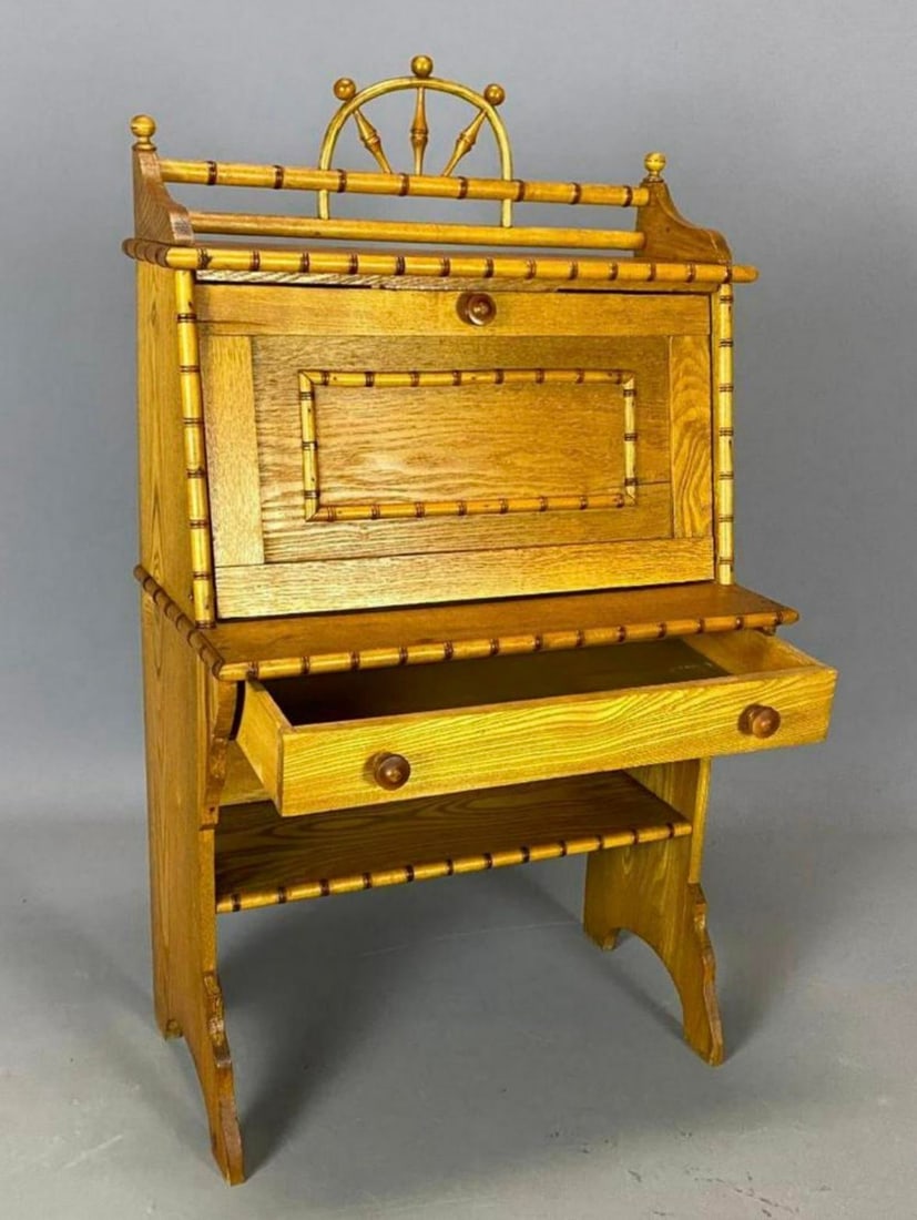 Antique 19th Century Aesthetic Movement English Faux Bamboo Child's Secretary Desk in the Style of - 4