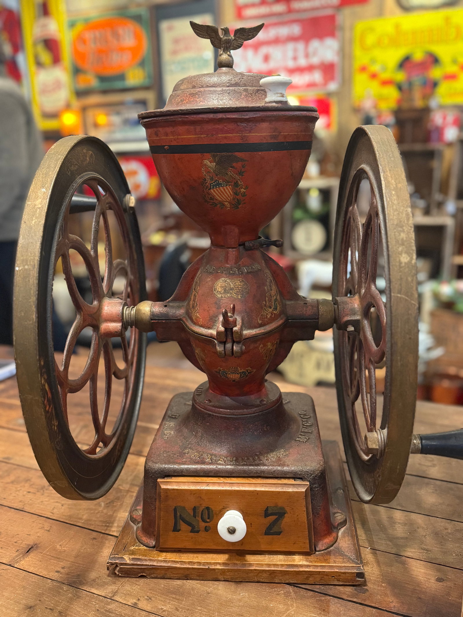 Antique Original Enterprise MFG Co. Cast Iron Coffee Grinder- Model No. 7 - 10