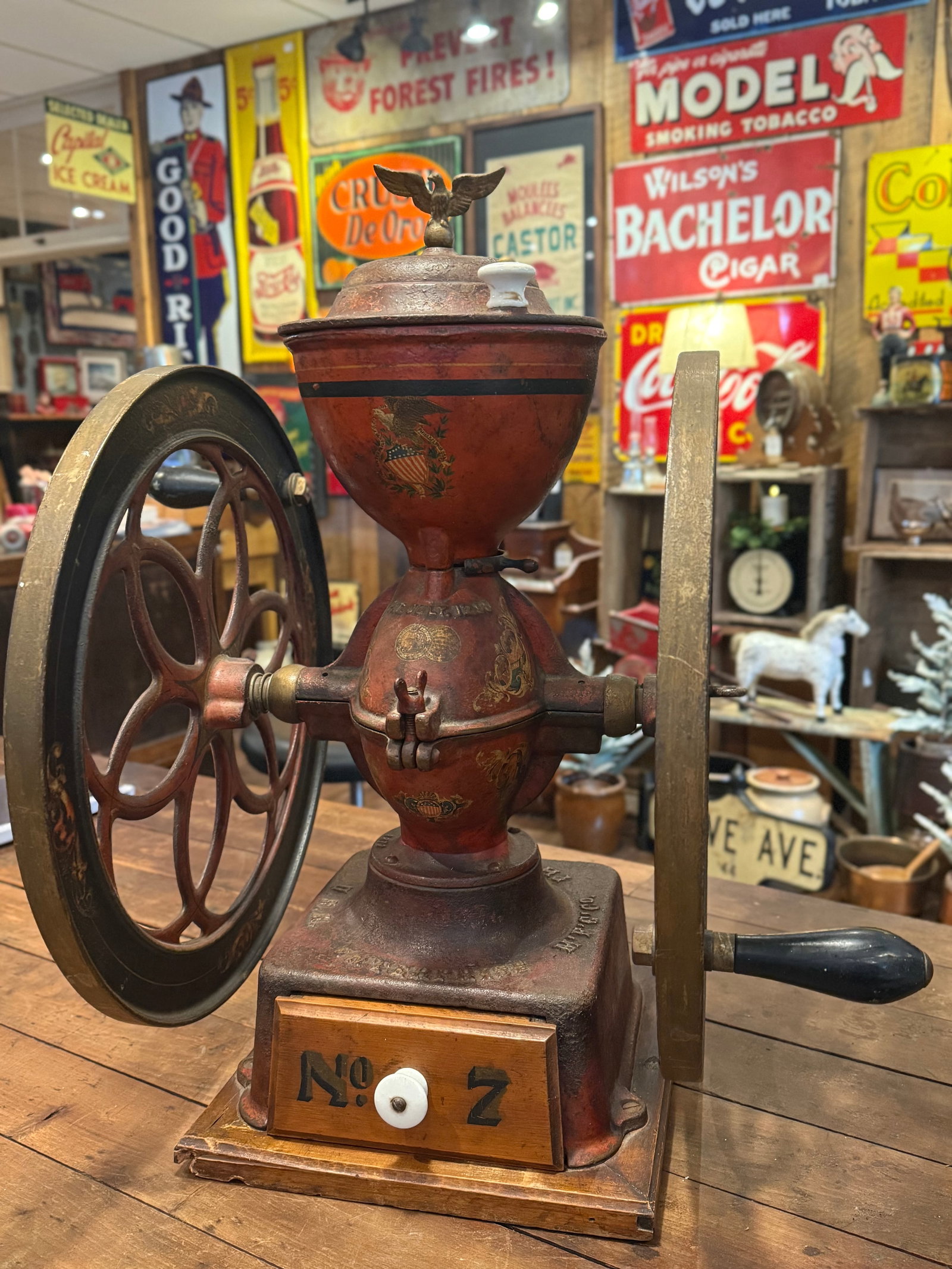 Antique Original Enterprise MFG Co. Cast Iron Coffee Grinder- Model No. 7 - 13