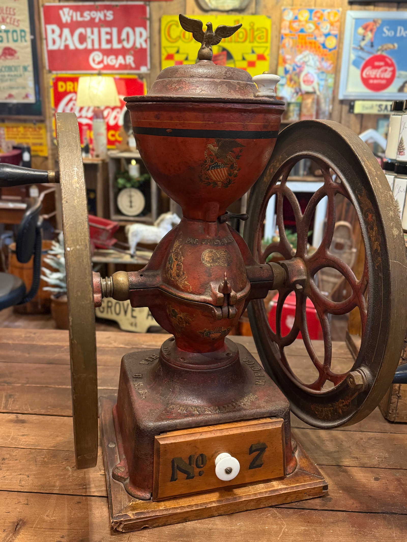 Antique Original Enterprise MFG Co. Cast Iron Coffee Grinder- Model No. 7 - 14