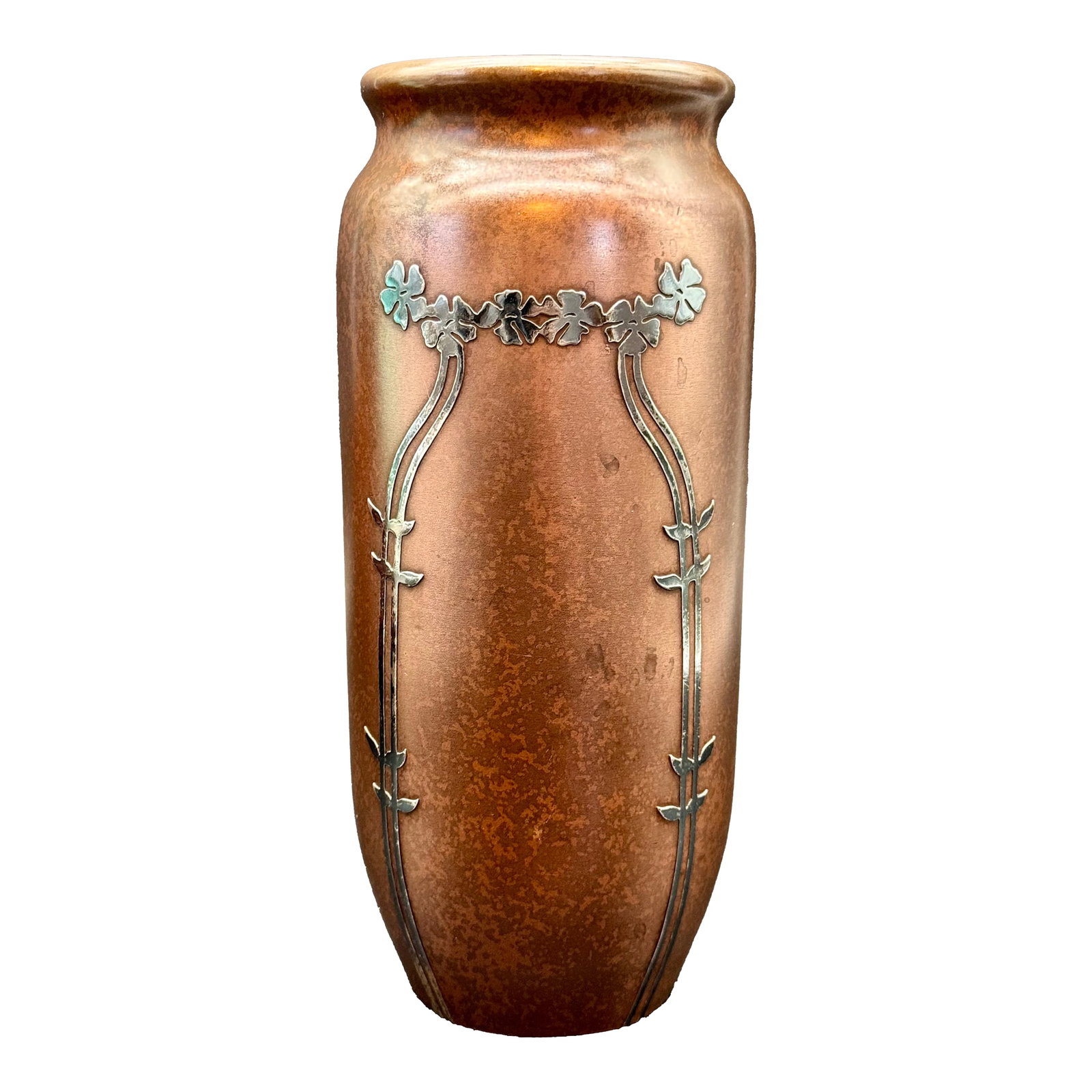 1912 Otto Heinz Sterling Silver on Bronze Vase, Signed (1 of 11)