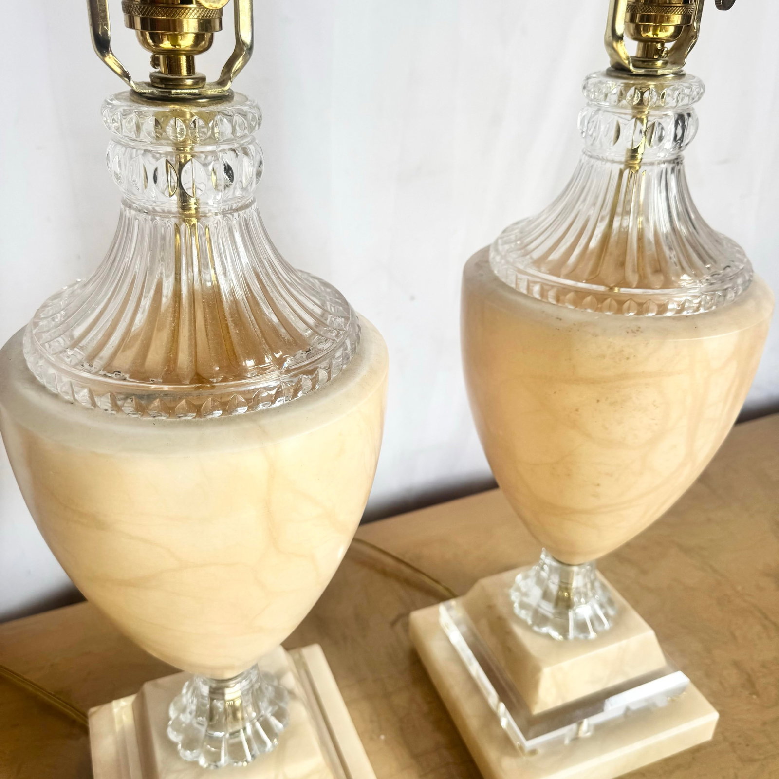 Vintage Spanish Alabaster Crystal and Lucite Table Lamps - A Pair - 5