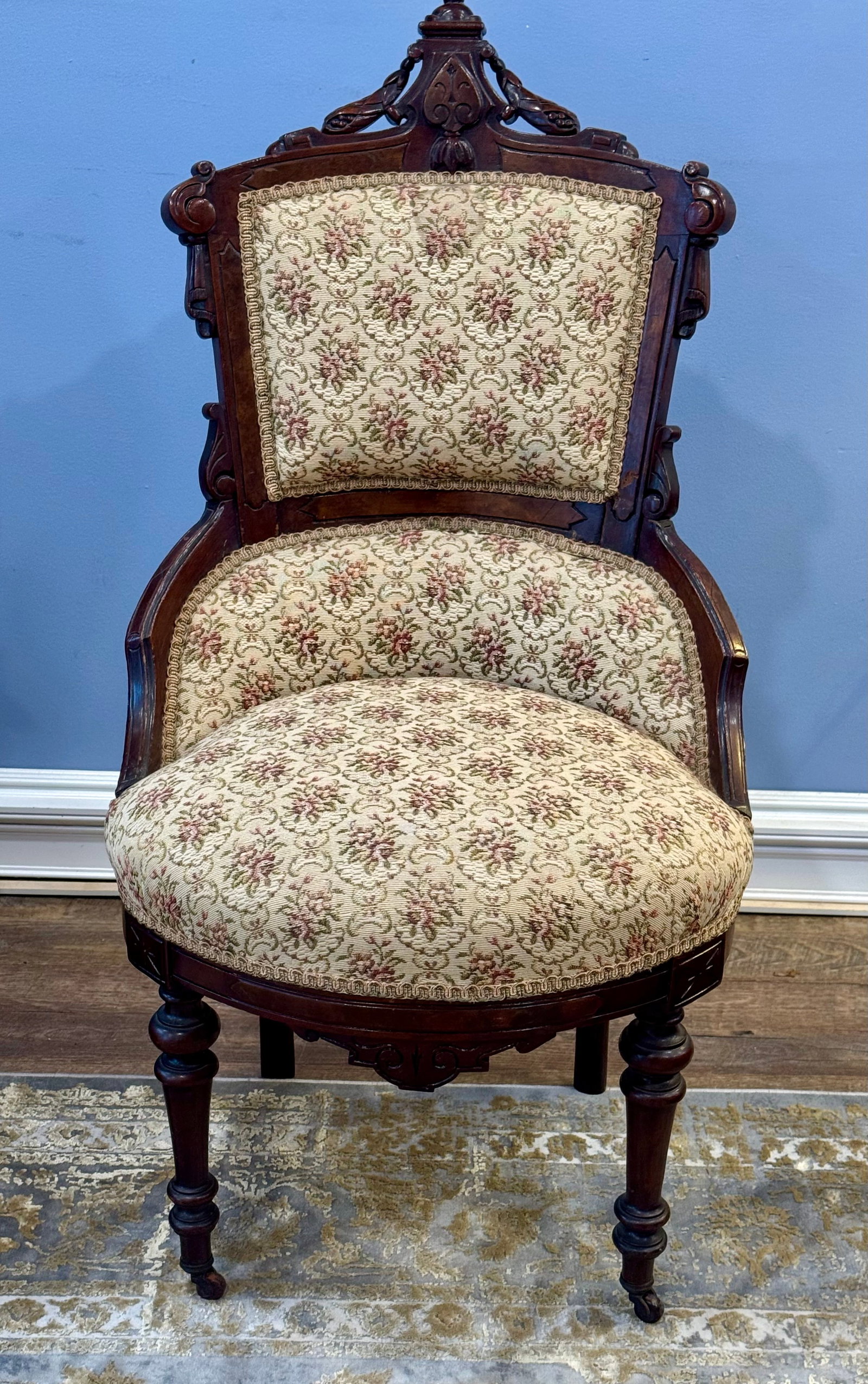 19th C Victorian Walnut Parlor Chairs, Set of Two - 10