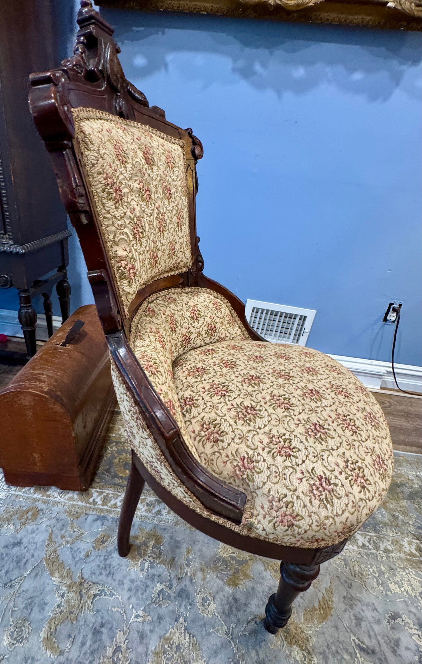 19th C Victorian Walnut Parlor Chairs, Set of Two - 11