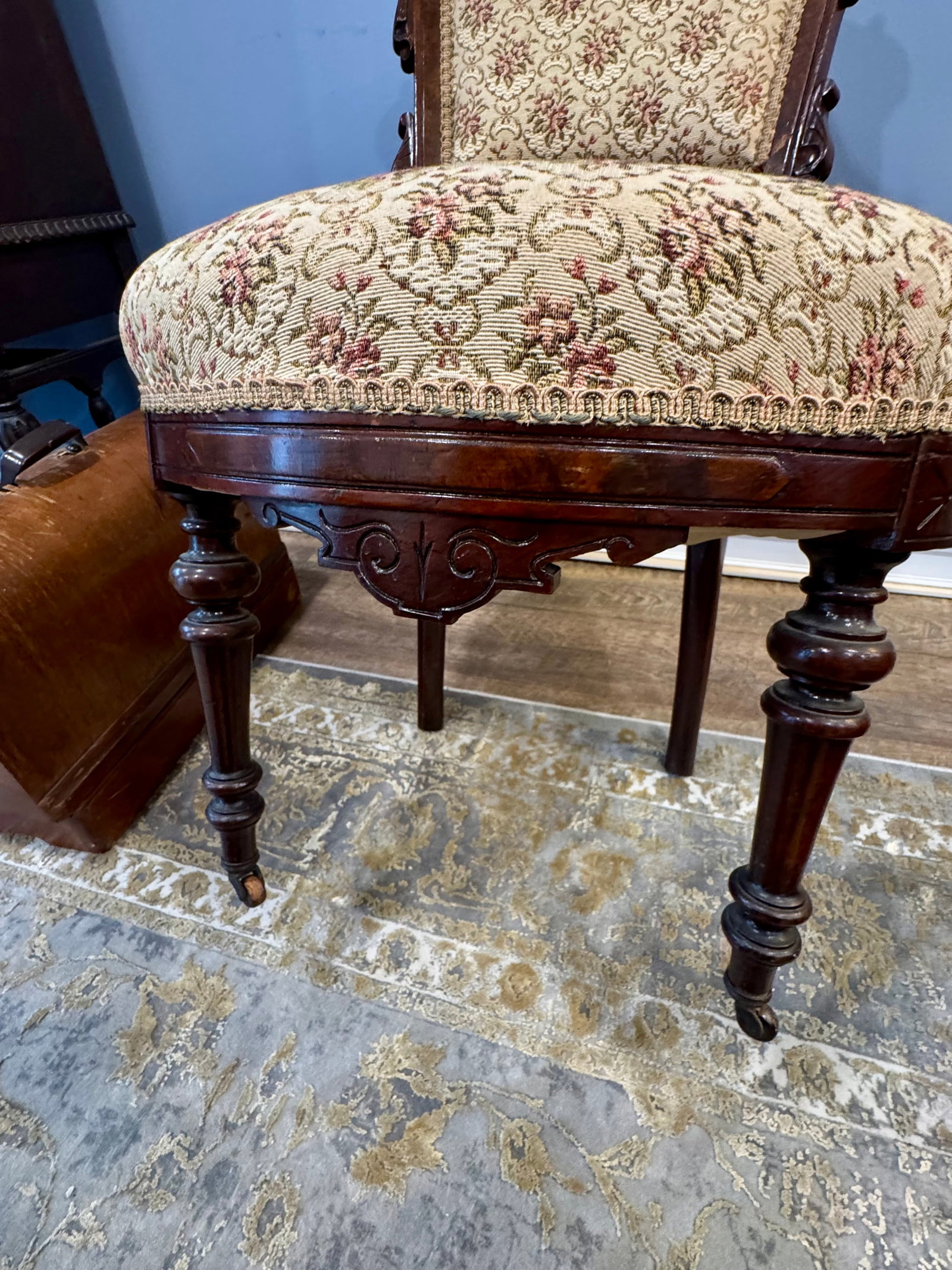 19th C Victorian Walnut Parlor Chairs, Set of Two - 13