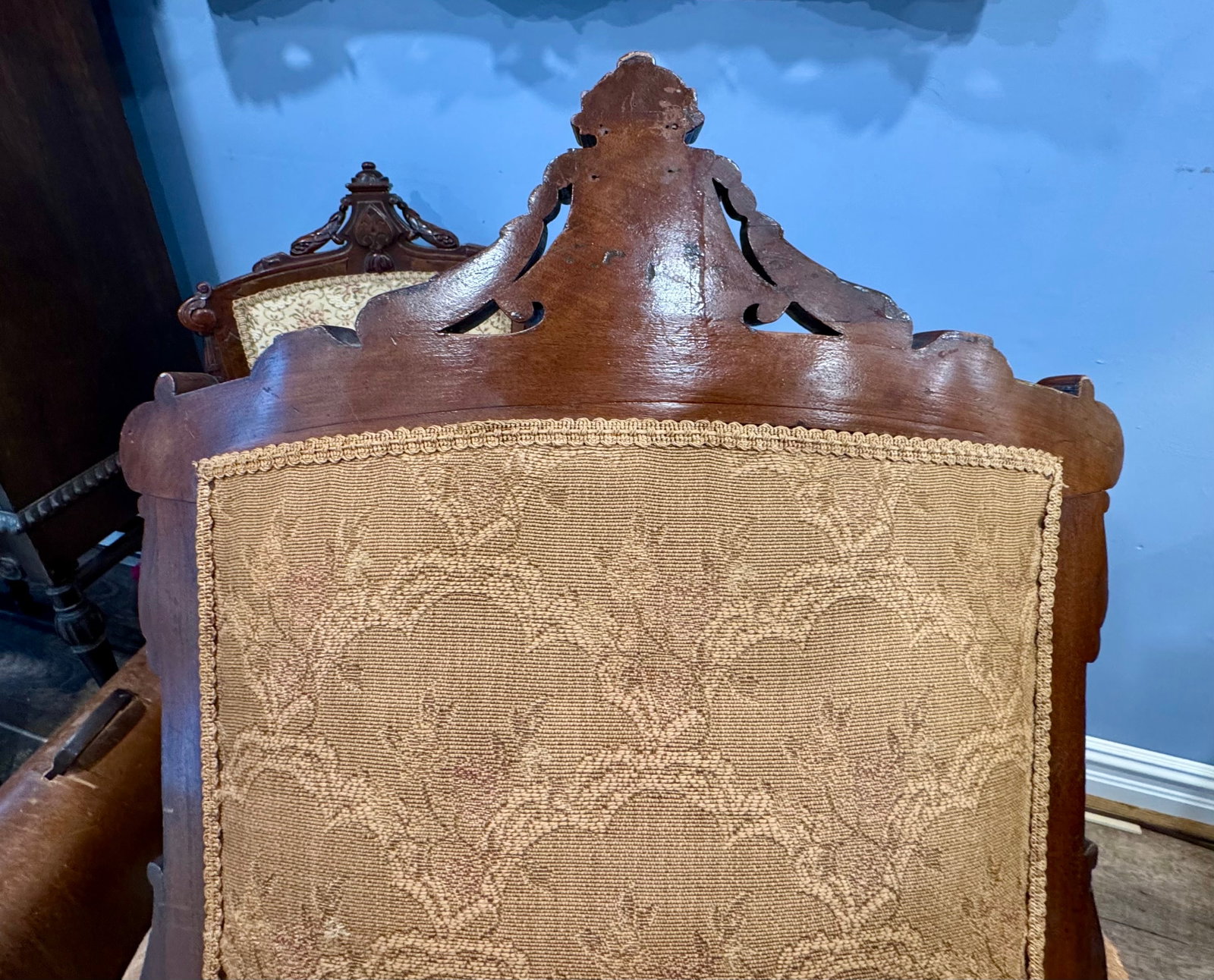 19th C Victorian Walnut Parlor Chairs, Set of Two - 17