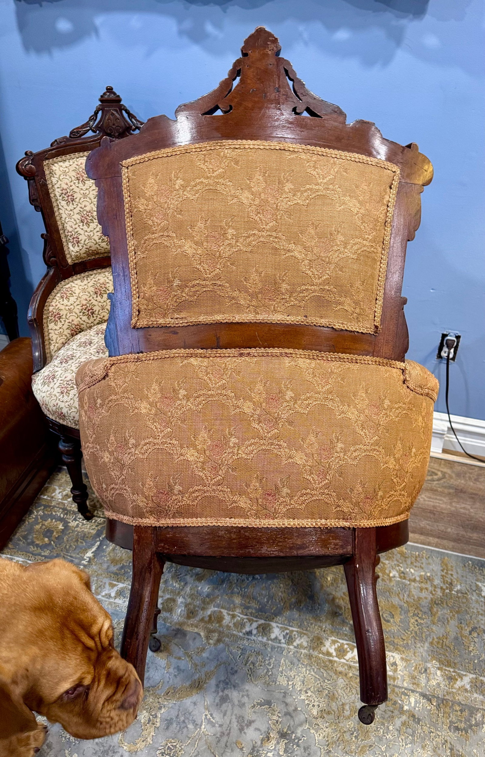 19th C Victorian Walnut Parlor Chairs, Set of Two - 5