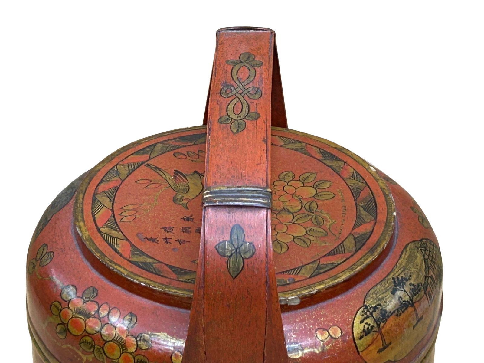 Vintage Oriental Brick Red Golden Graphic Stack Wedding Basket Display - 5